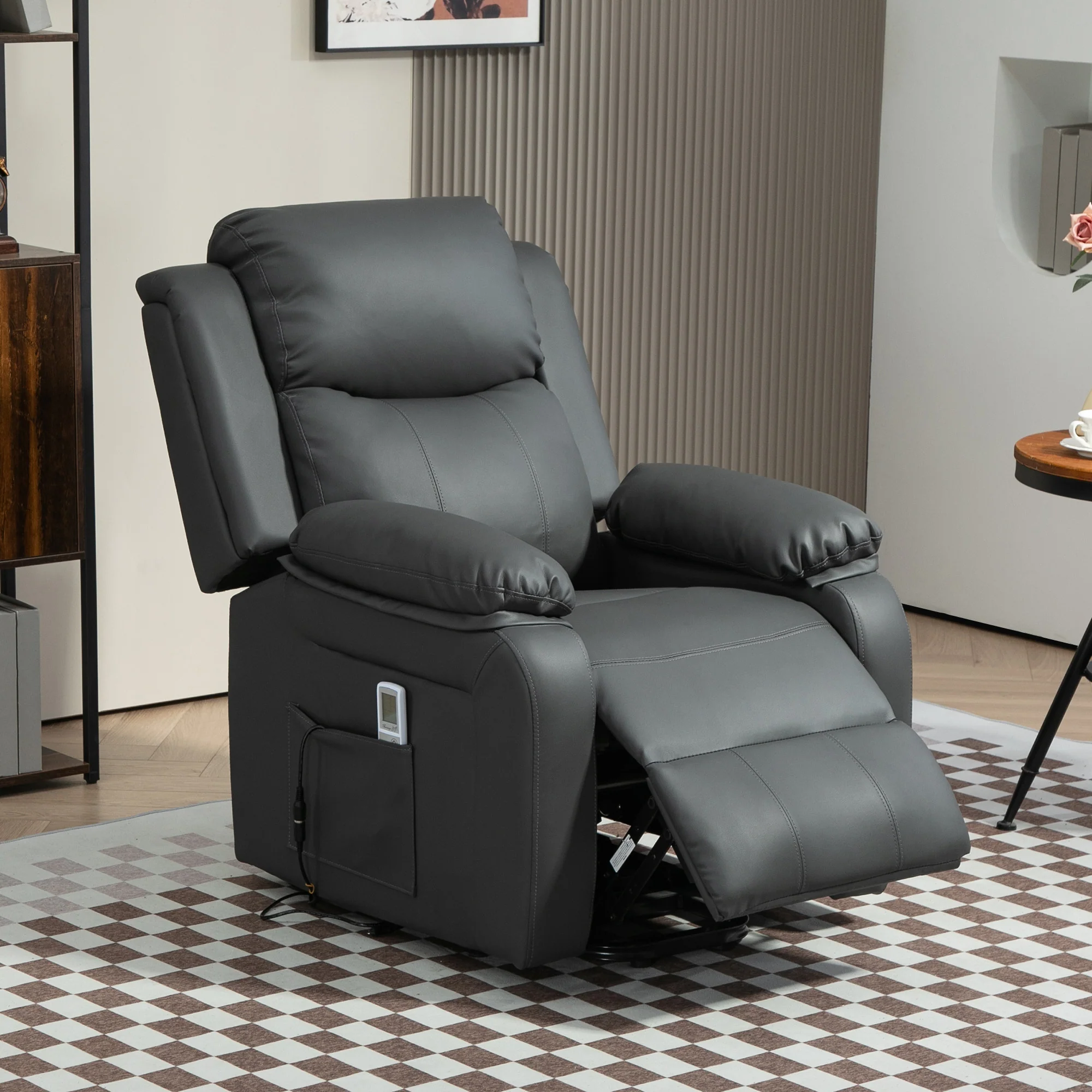 HOMCOM Riser and Recliner Chair Power Lift Recliner with Remote Dark Grey - Image 7