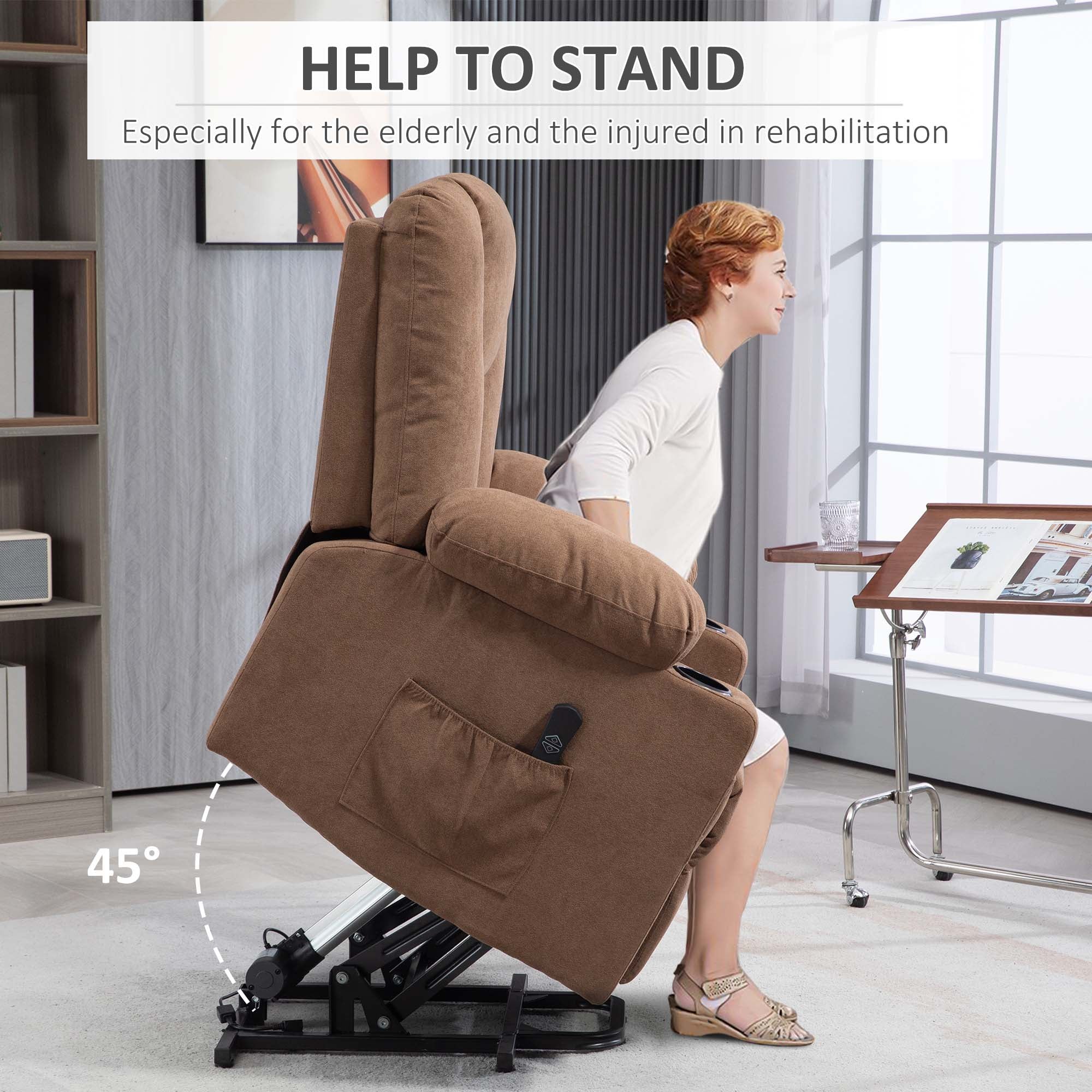 HOMCOM Riser And Recliner Chair W/ Remote, Lift Chair For Elderly, Light Grey - Image 12