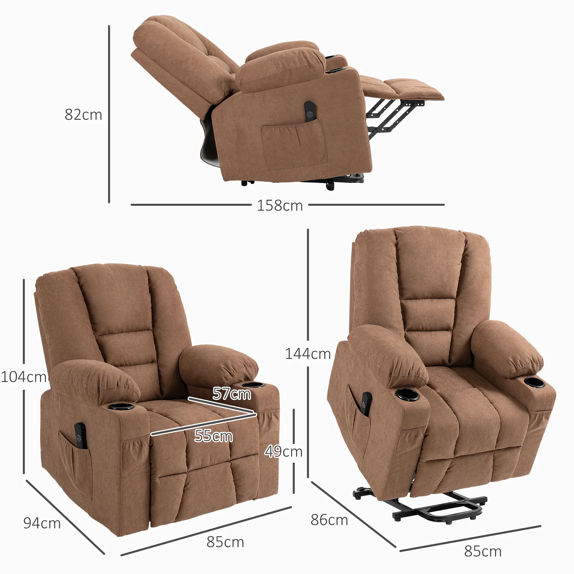 HOMCOM Riser And Recliner Chair W/ Remote, Lift Chair For Elderly, Light Grey - Image 13