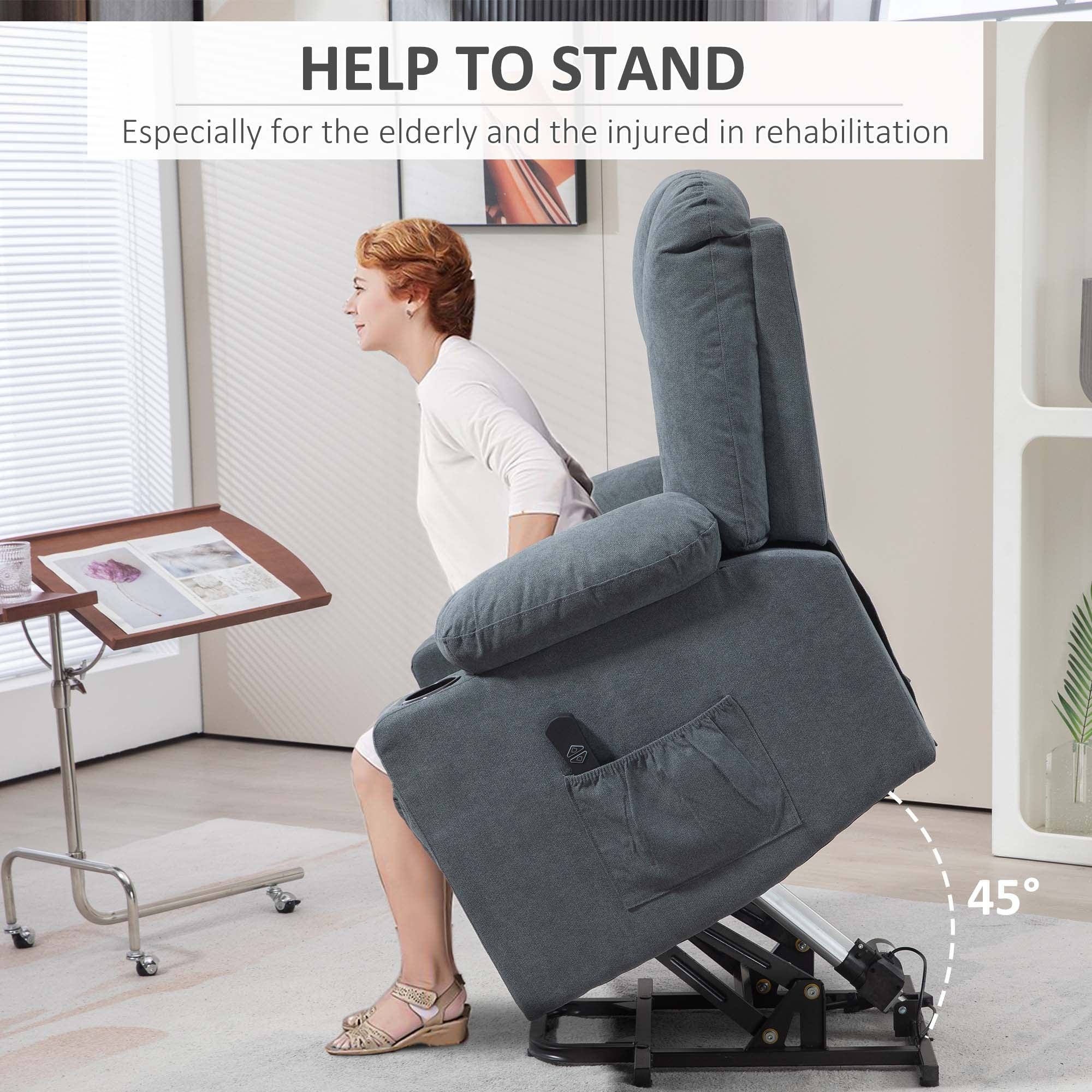 HOMCOM Riser And Recliner Chair W/ Remote, Lift Chair For Elderly, Light Grey - Image 20
