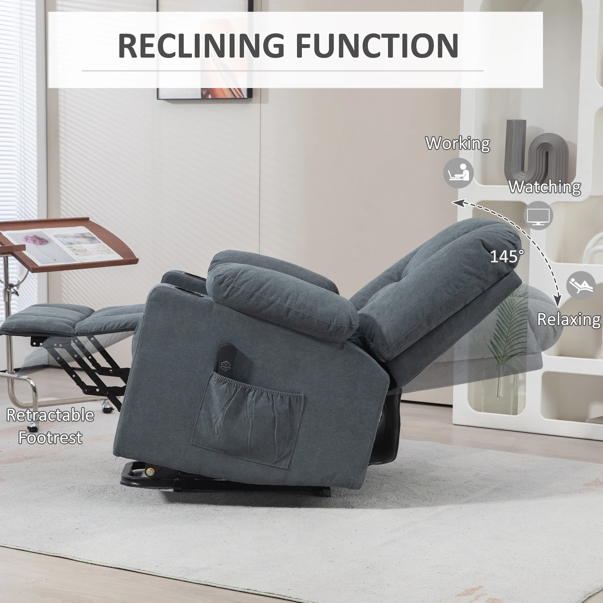 HOMCOM Riser And Recliner Chair W/ Remote, Lift Chair For Elderly, Light Grey - Image 21