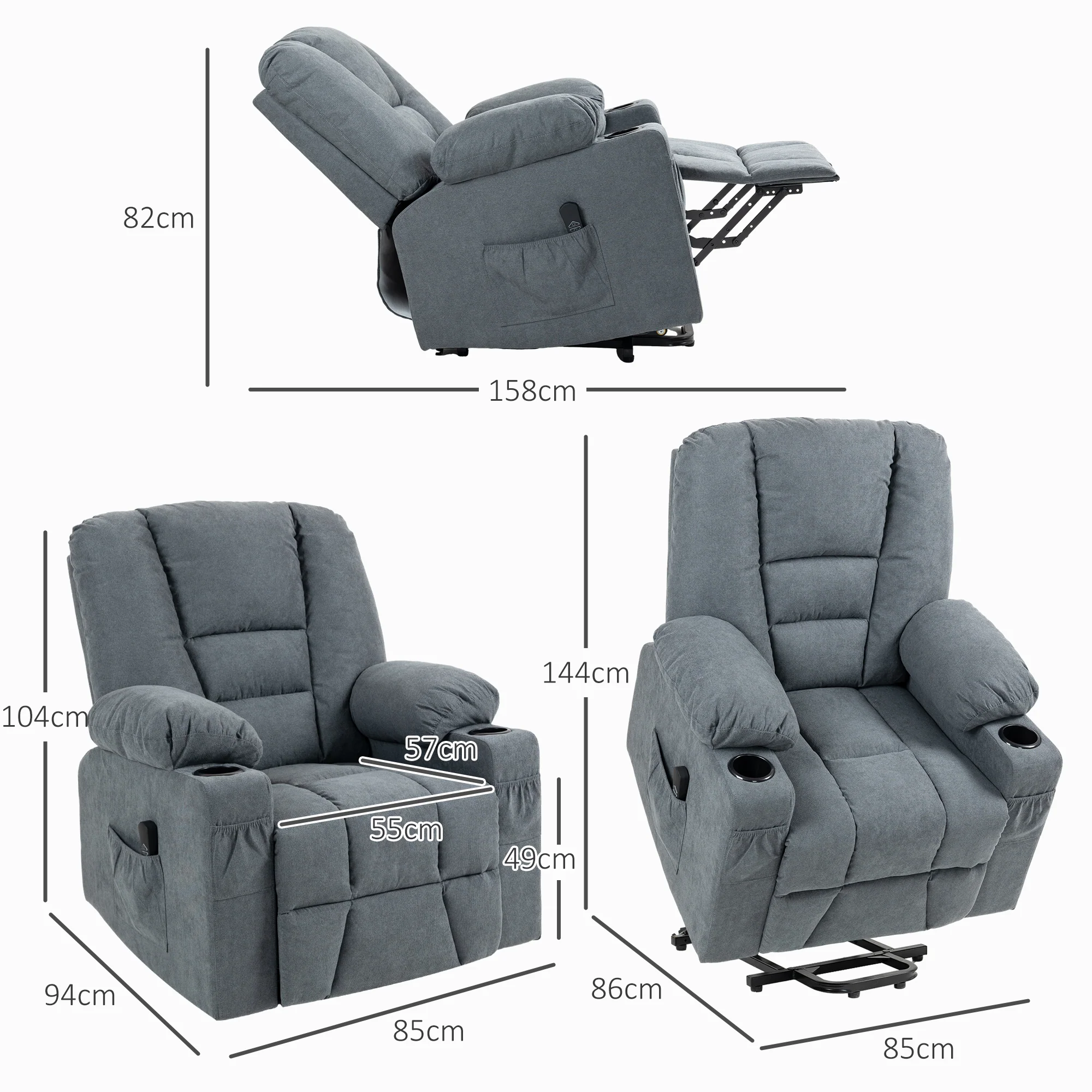 HOMCOM Riser And Recliner Chair W/ Remote, Lift Chair For Elderly, Light Grey - Image 22