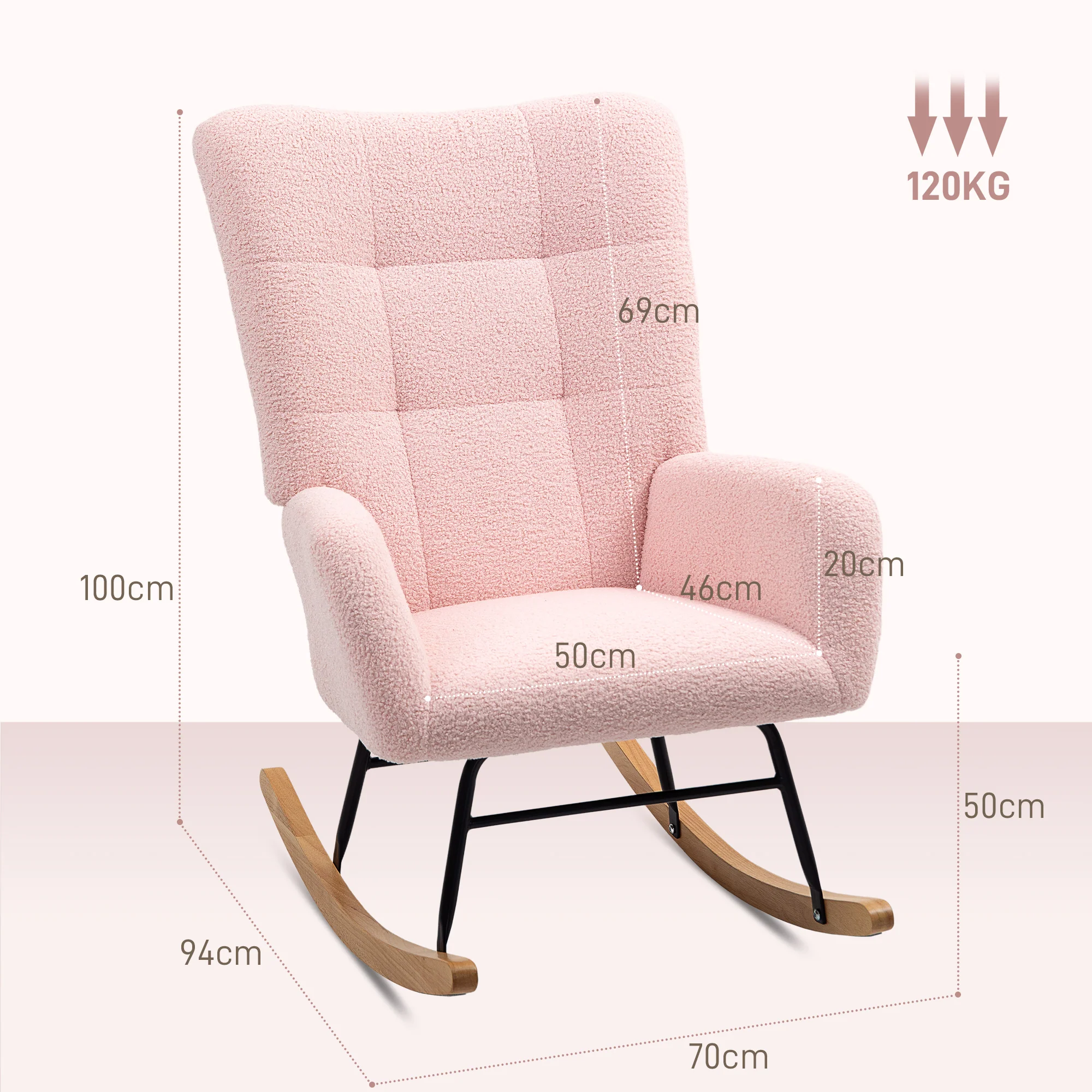 HOMCOM Rocking Chair, Modern Armchair With Backrest For Bedroom - Image 14