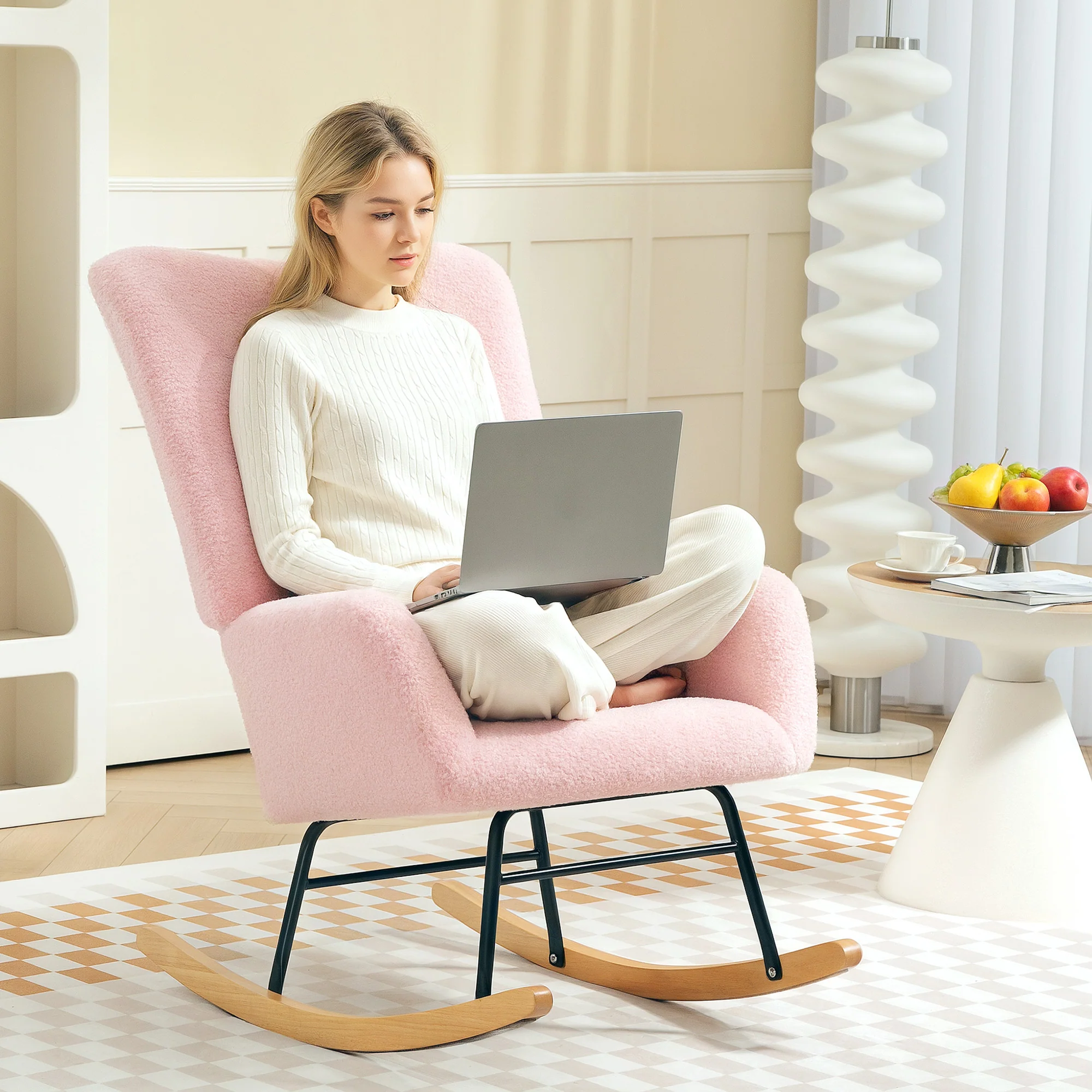 HOMCOM Rocking Chair, Modern Armchair With Backrest For Bedroom - Image 16