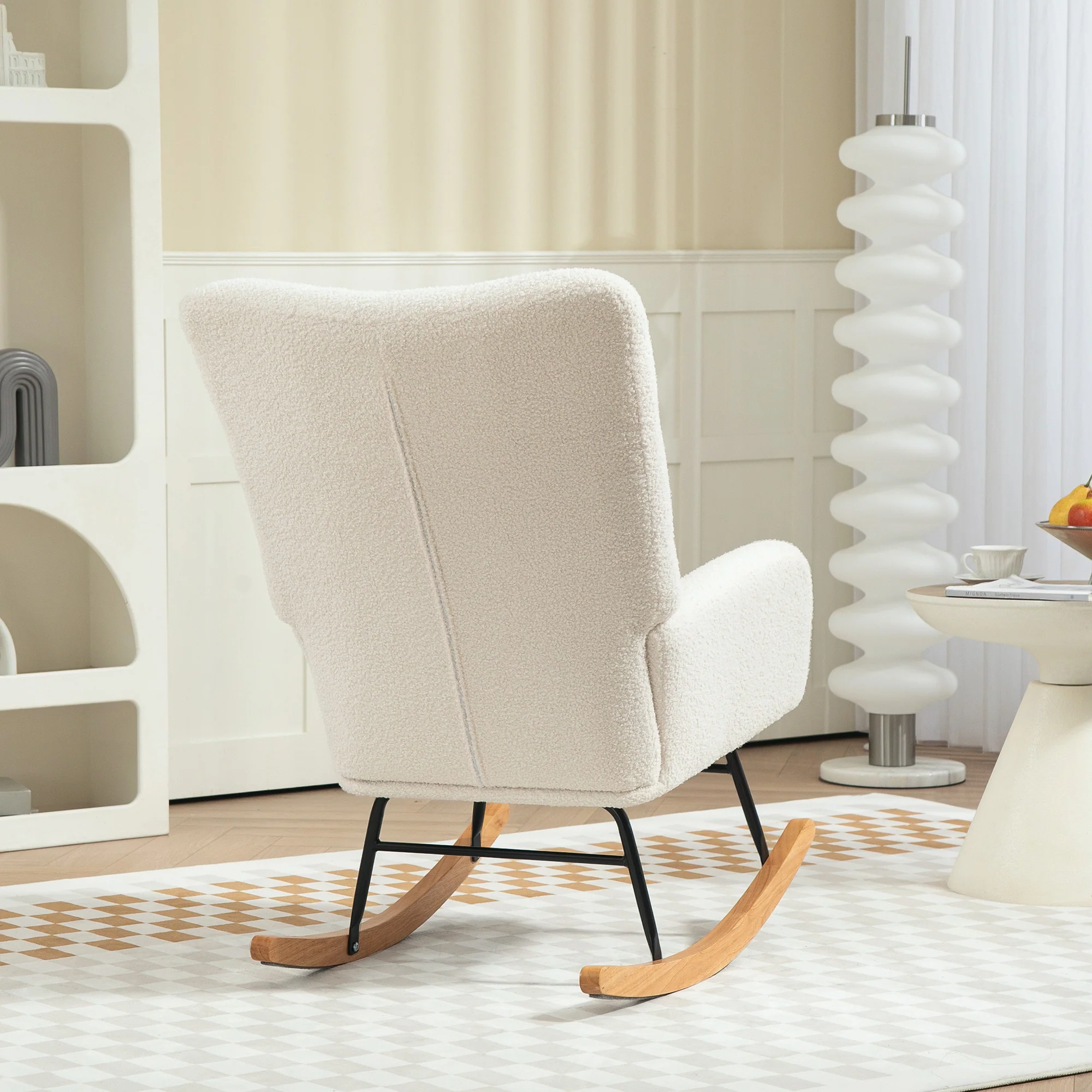HOMCOM Rocking Chair, Modern Armchair With Backrest For Bedroom - Image 8