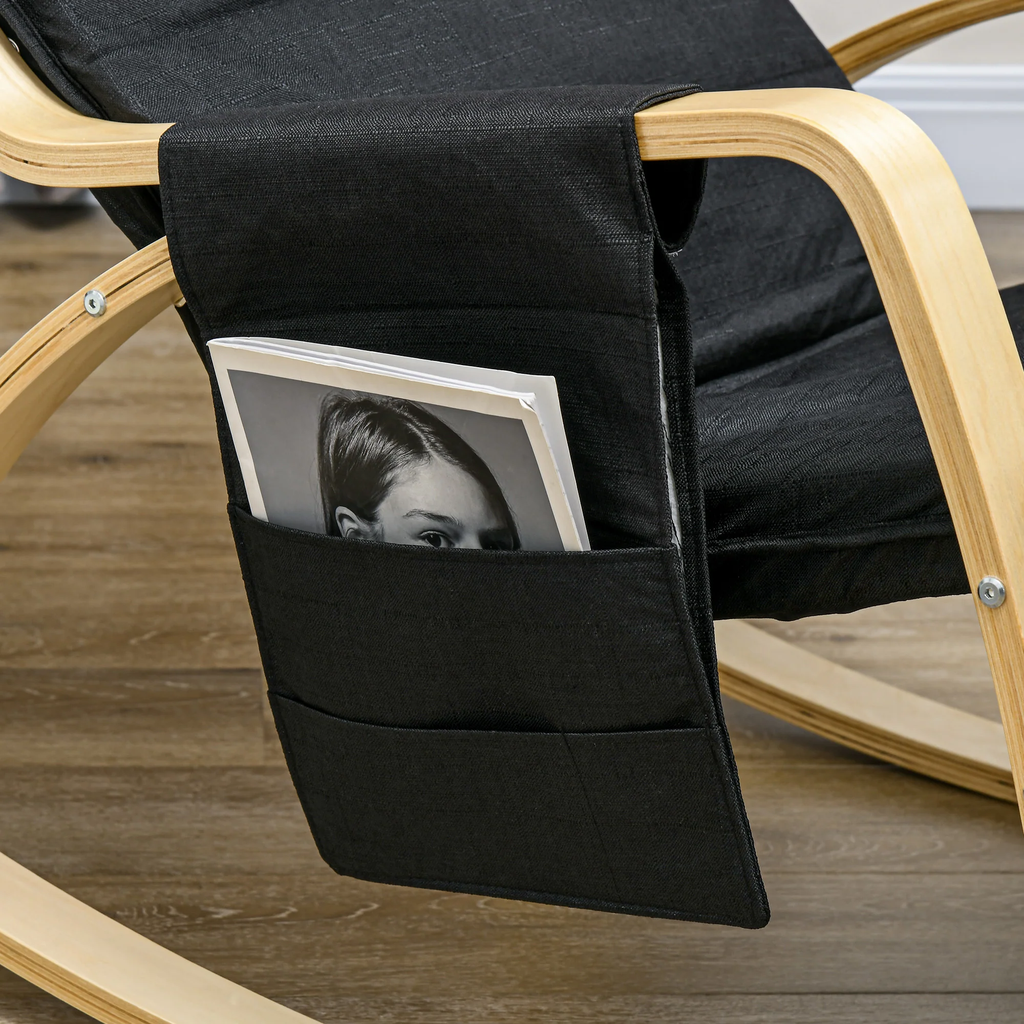 HOMCOM Rocking Chair Recliner Armchair With Adjustable Footrest, Black - Image 7