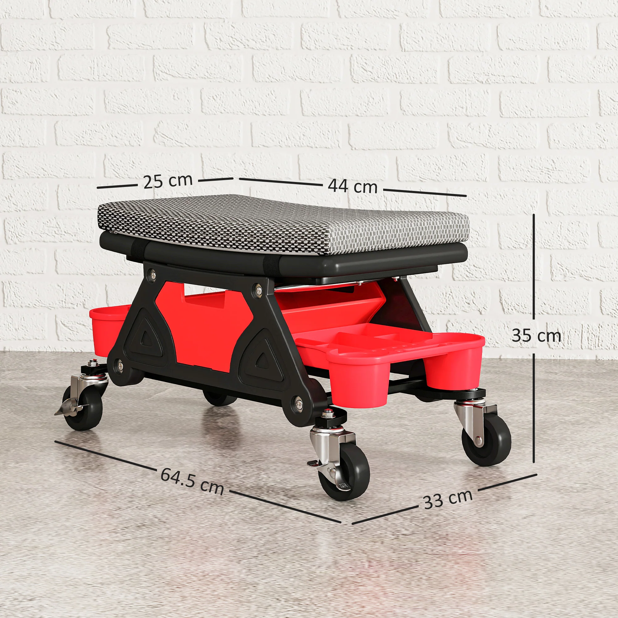 HOMCOM Rolling Mechanic Stool, 135kg Capacity Workshop Stool, Black - Image 5