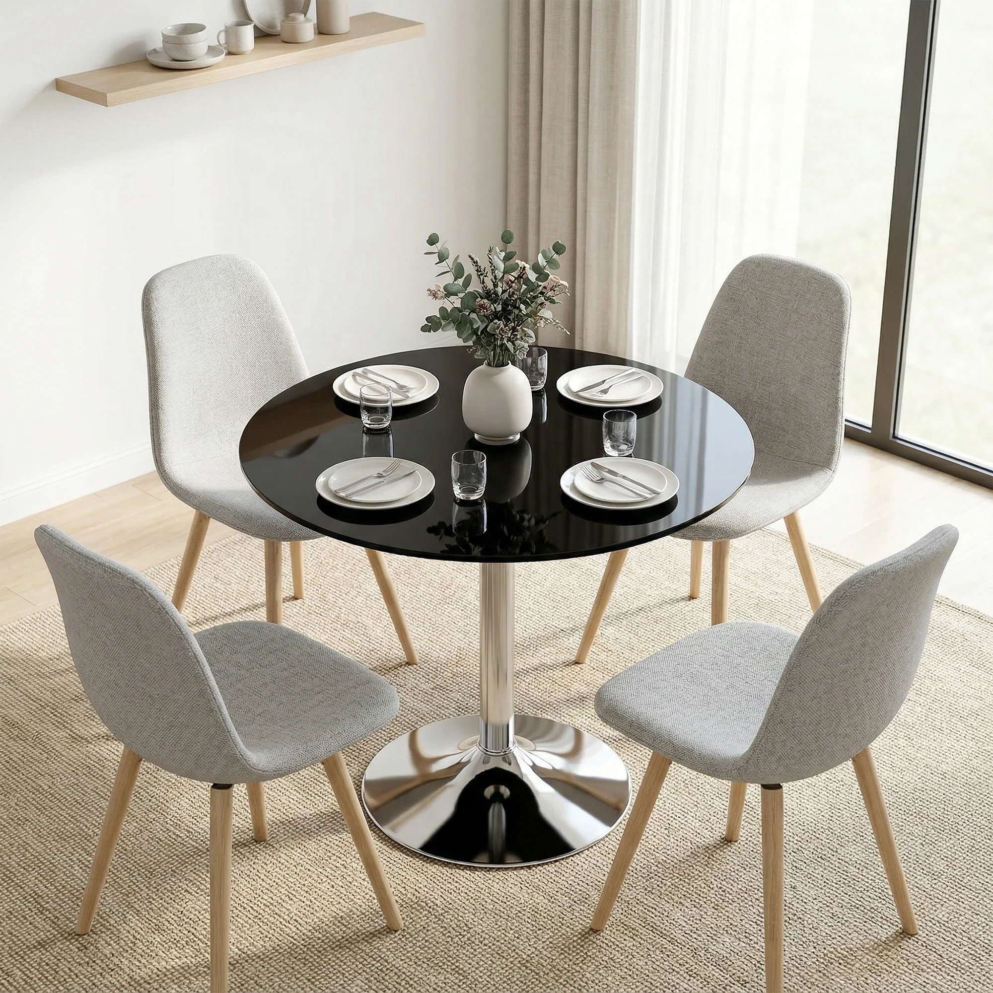 HOMCOM Round Bar Table, Dining Table With Tempered Glass Top And Steel Frame - Image 7