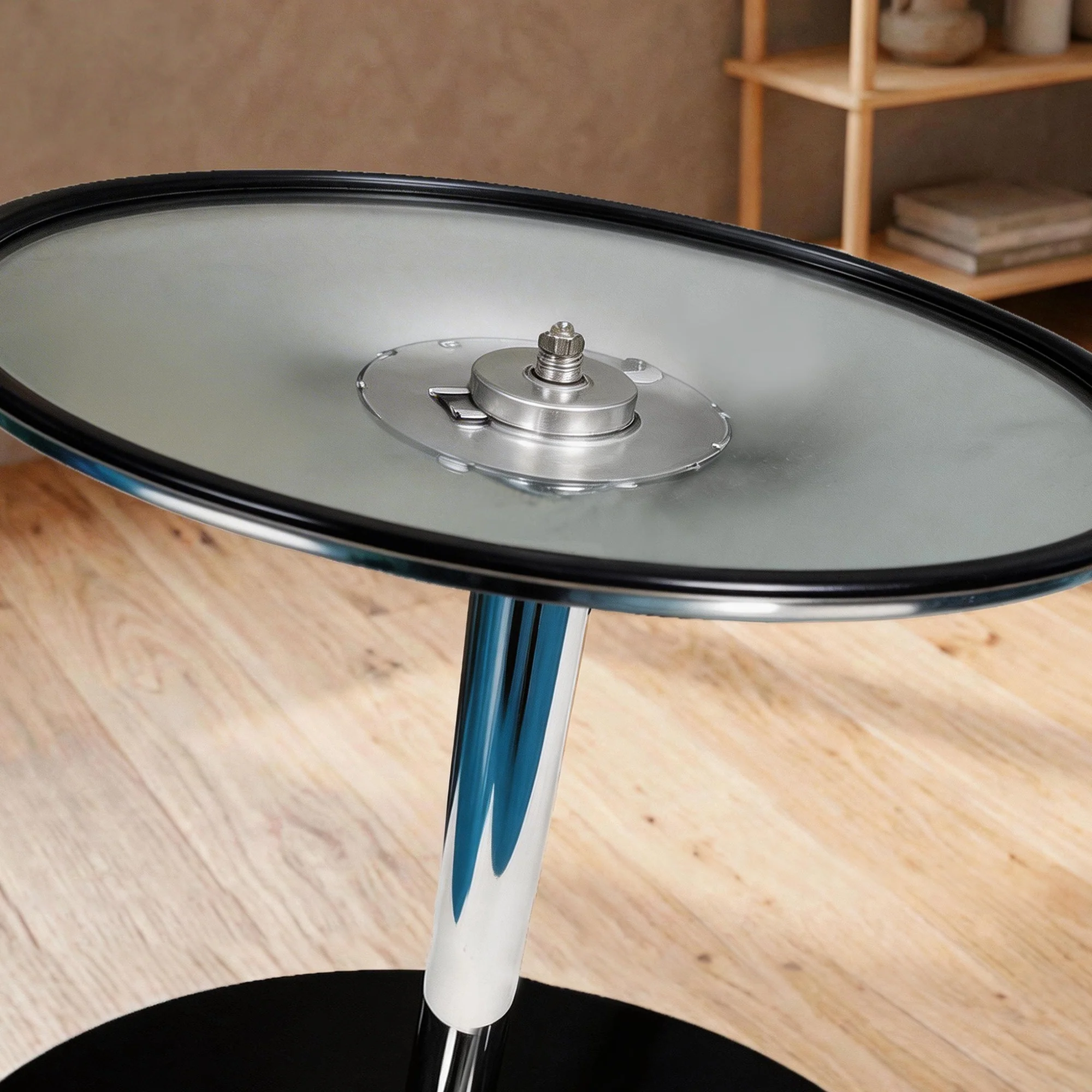 HOMCOM Round Bar Table, Dining Table With Tempered Glass Top And Steel Frame - Image 9