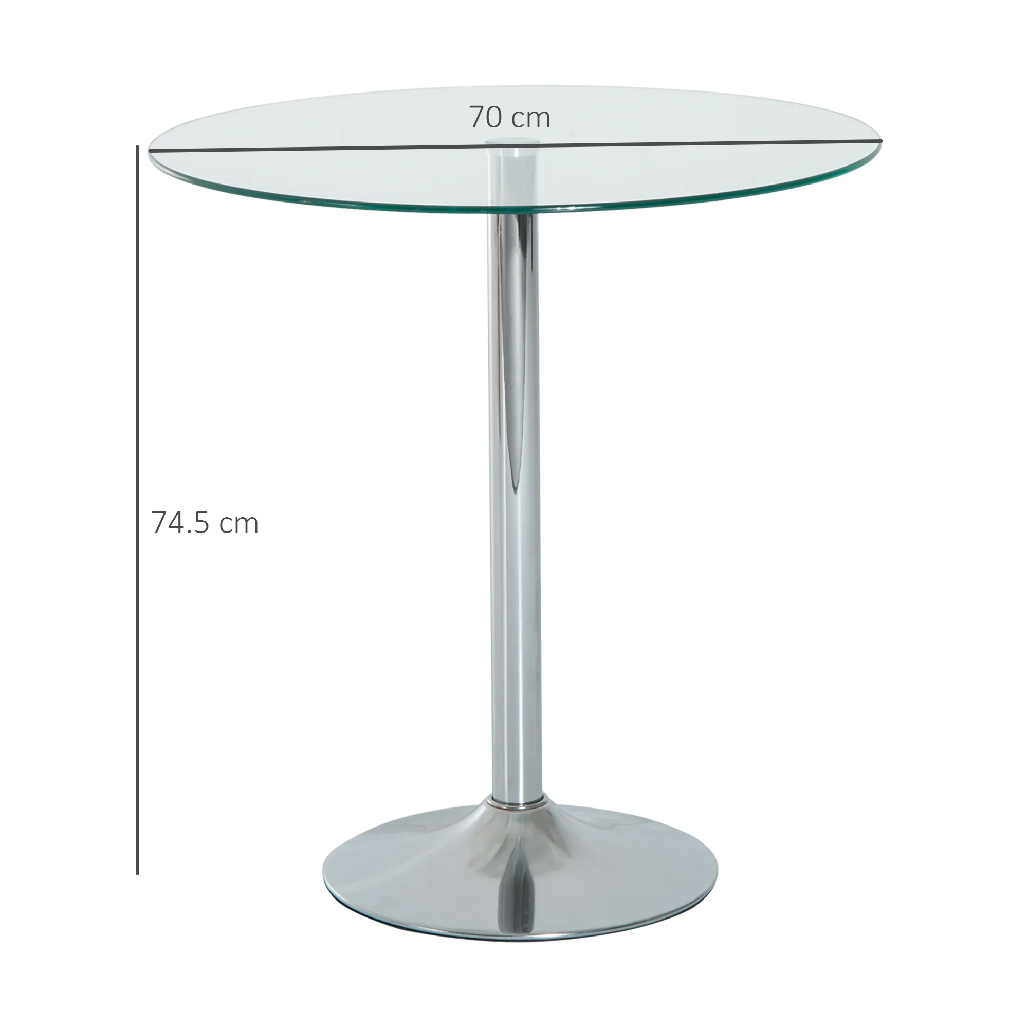 HOMCOM Round Dining Table Bistro Pub Counter w/ Tempered Glass Top for Kitchen - Image 5