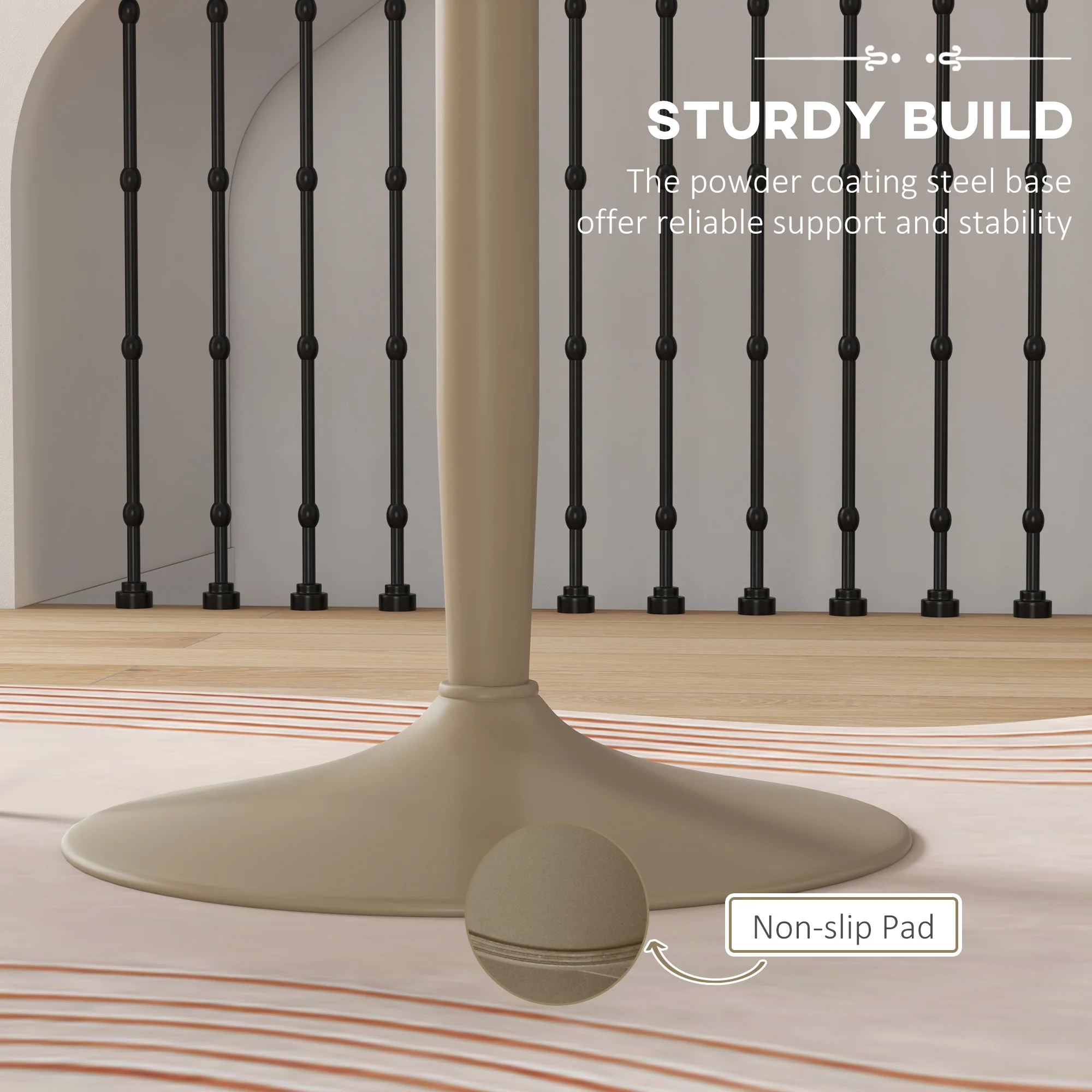 HOMCOM Round Dining Table, Non-slip Pad For Living Room Light Brown - Image 4