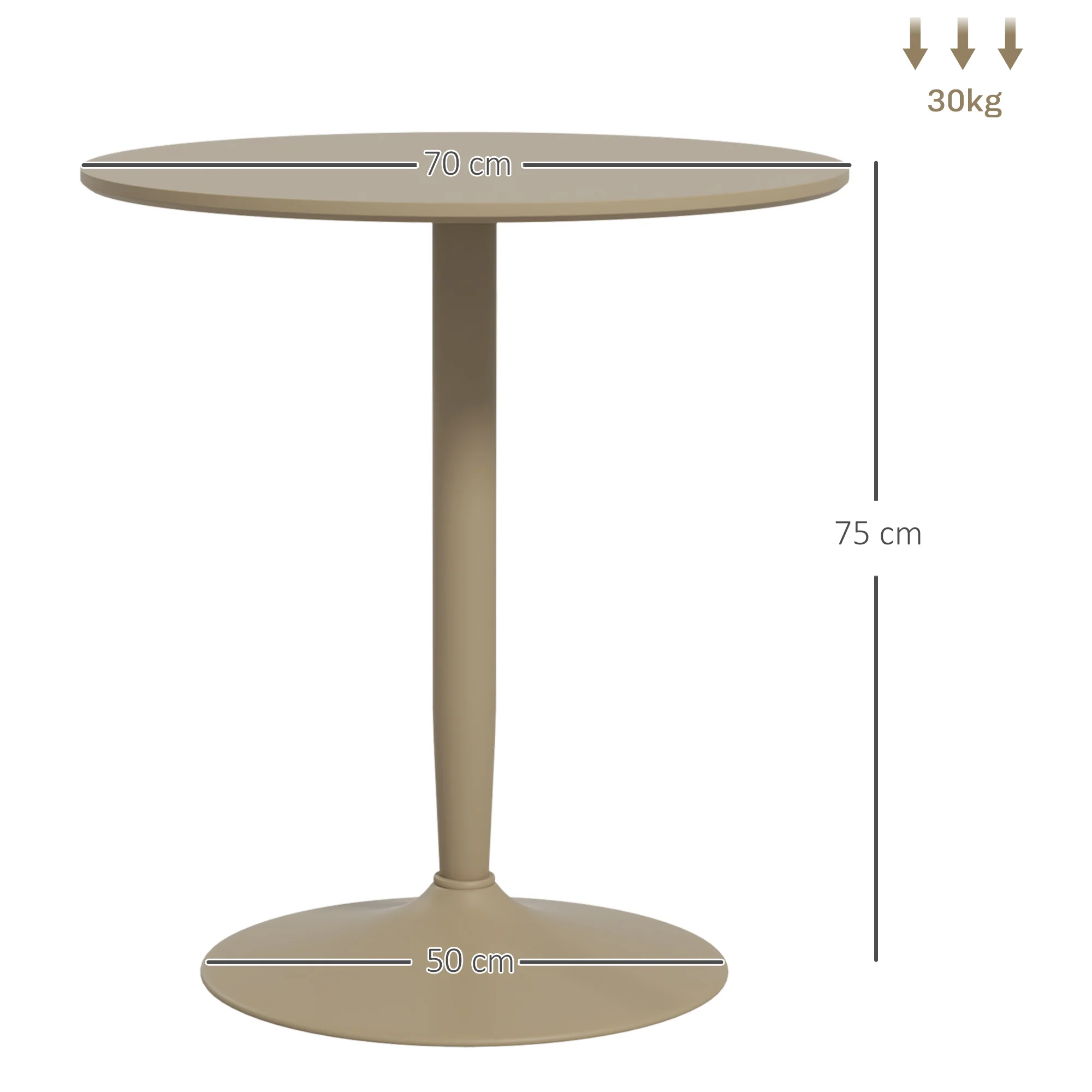 HOMCOM Round Dining Table, Non-slip Pad For Living Room Light Brown - Image 5