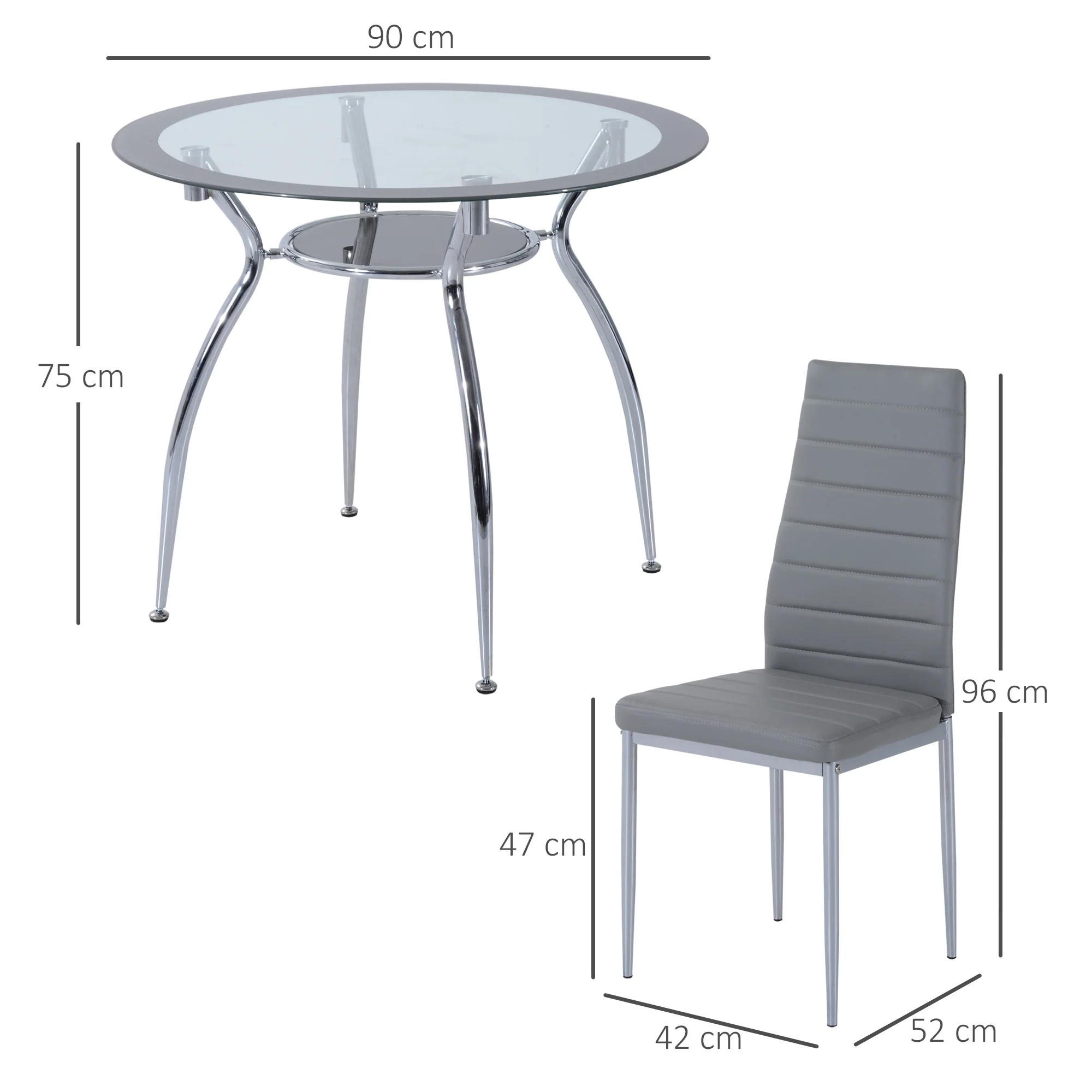 HOMCOM Round Dining Table Set For 4, Kitchen Table And Chairs With Cushion - Image 5