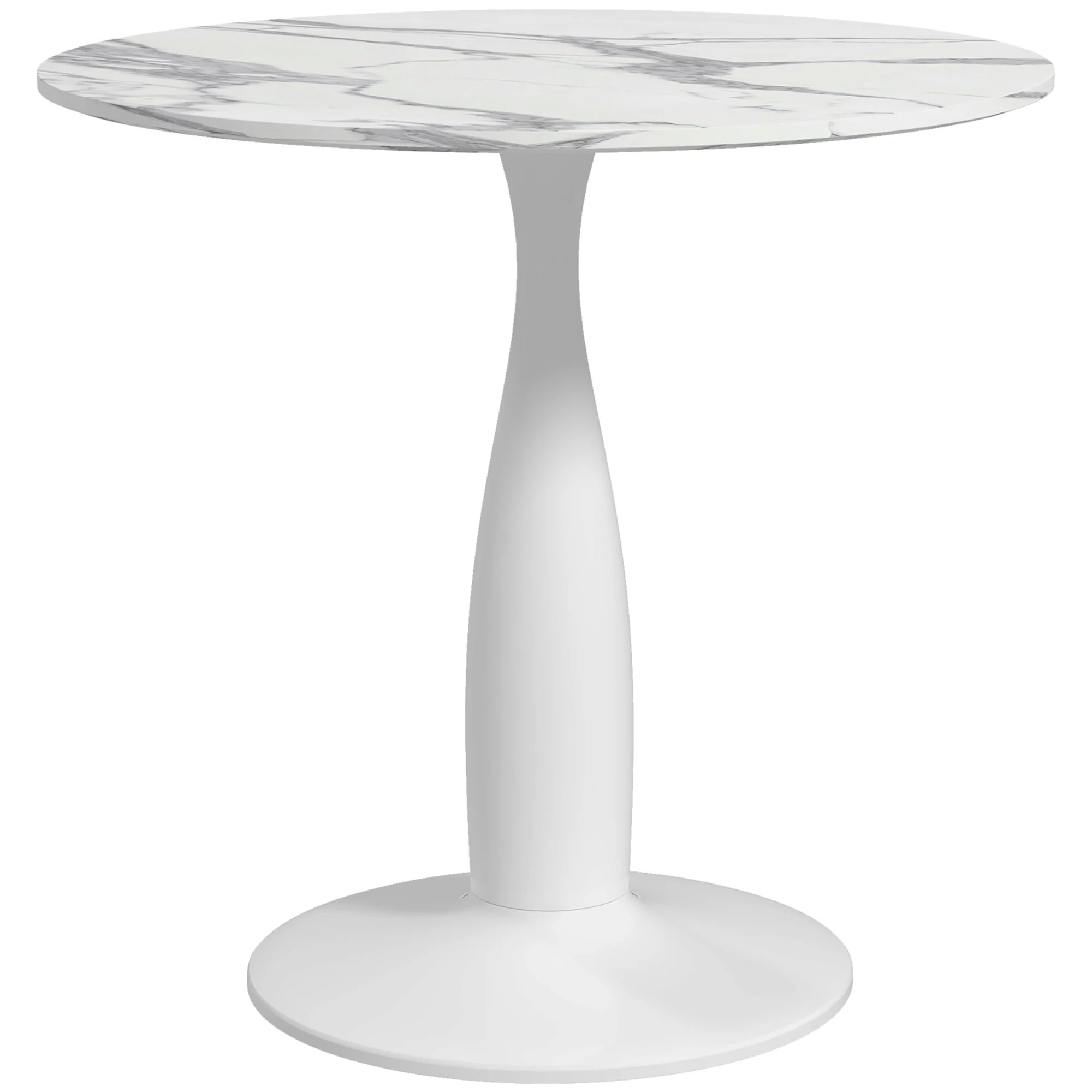 HOMCOM Round Dining Table With Steel Base For Living Room, Dining Room