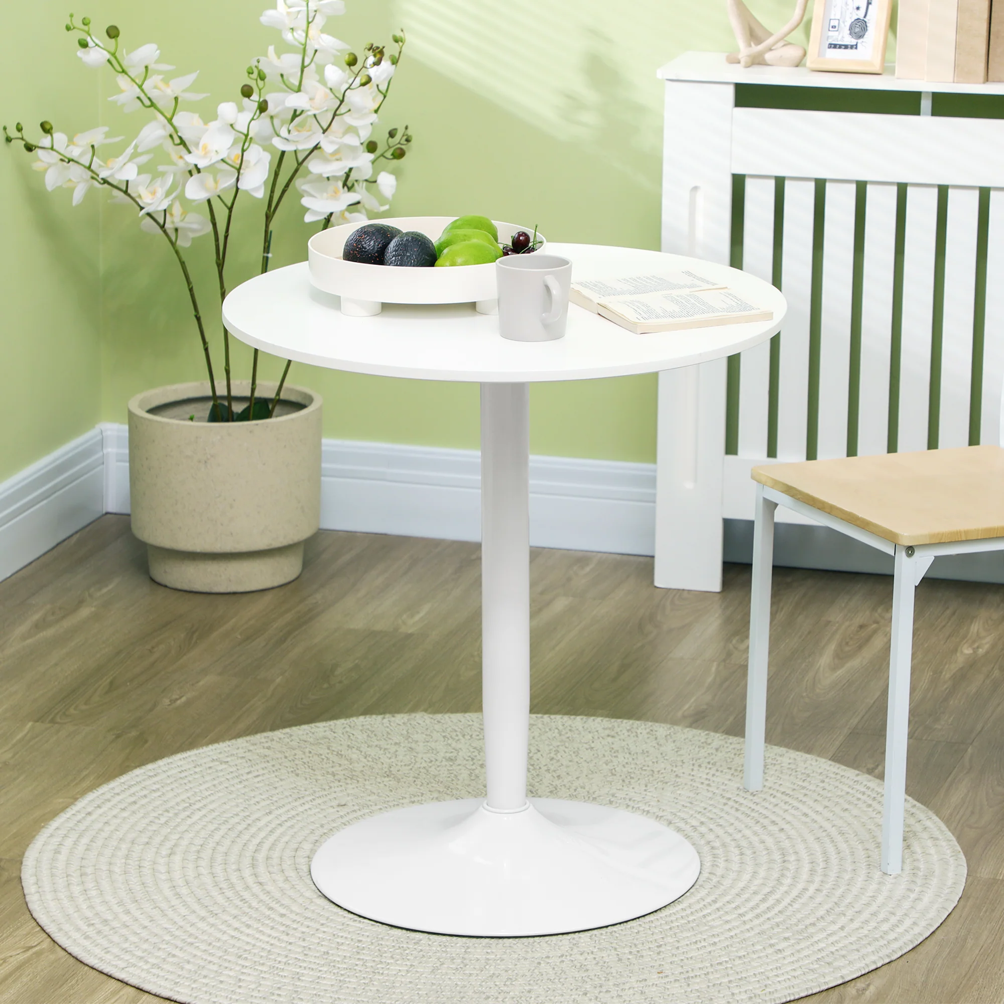 HOMCOM Round Dining Table With Steel Base, Non-slip Pad For Living Room - Image 2