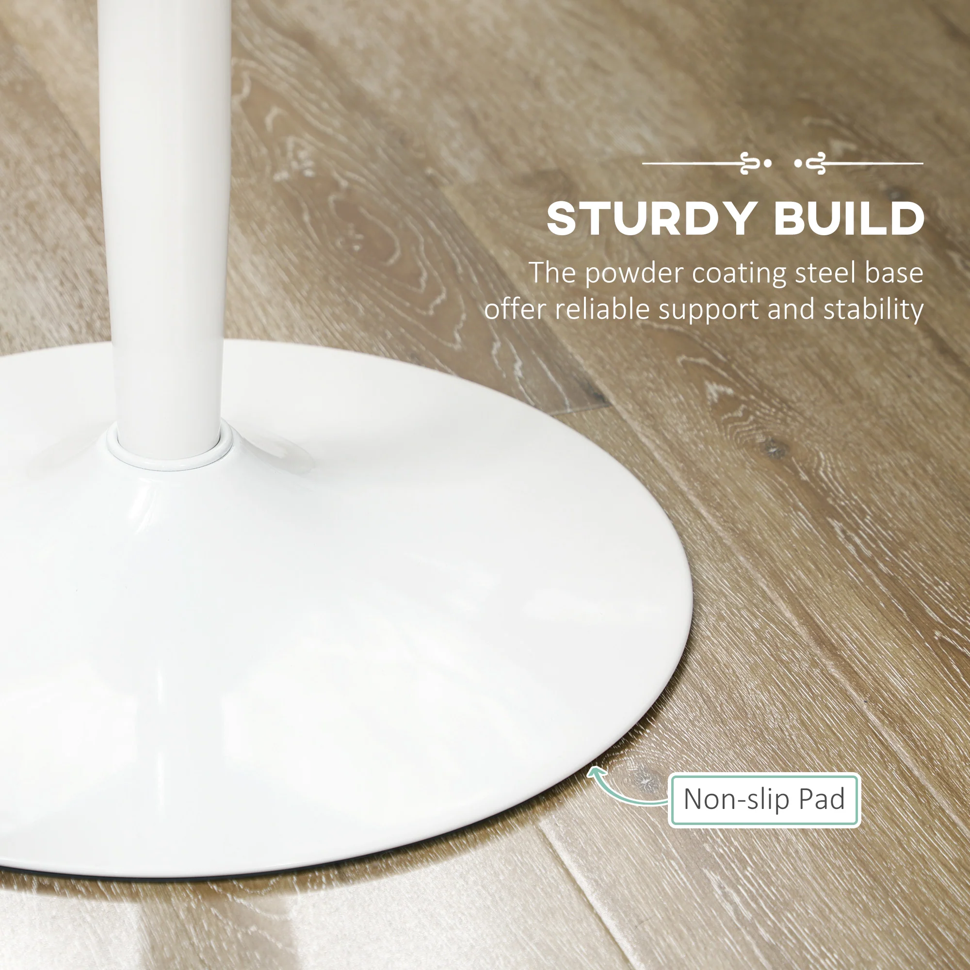 HOMCOM Round Dining Table With Steel Base, Non-slip Pad For Living Room - Image 4