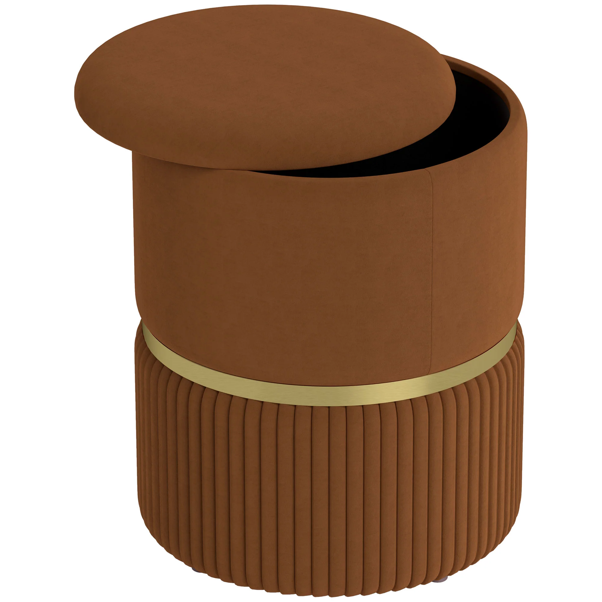 HOMCOM Round Pouffe, Storage Footstool with Cushioned Top - Image 10