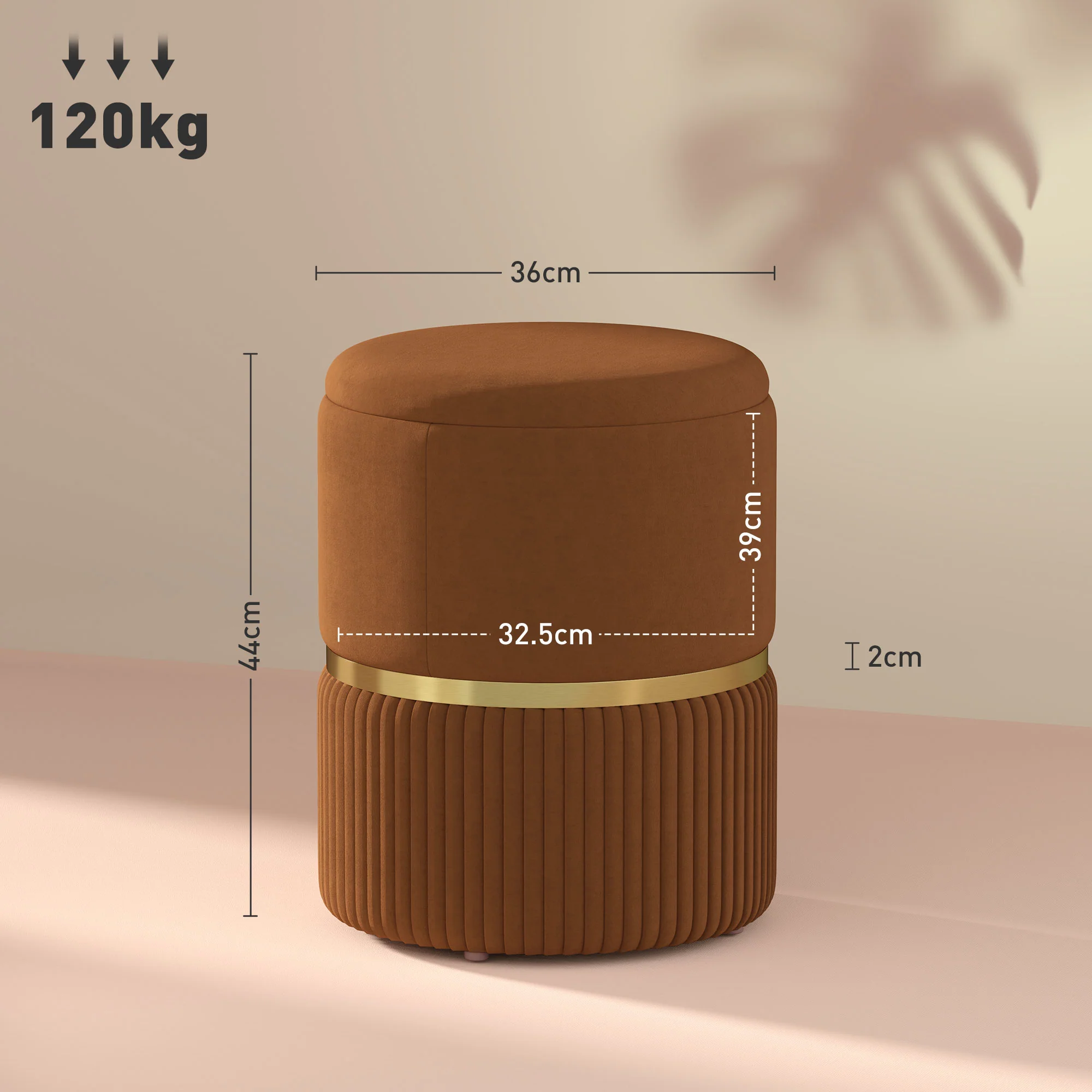 HOMCOM Round Pouffe, Storage Footstool with Cushioned Top - Image 14