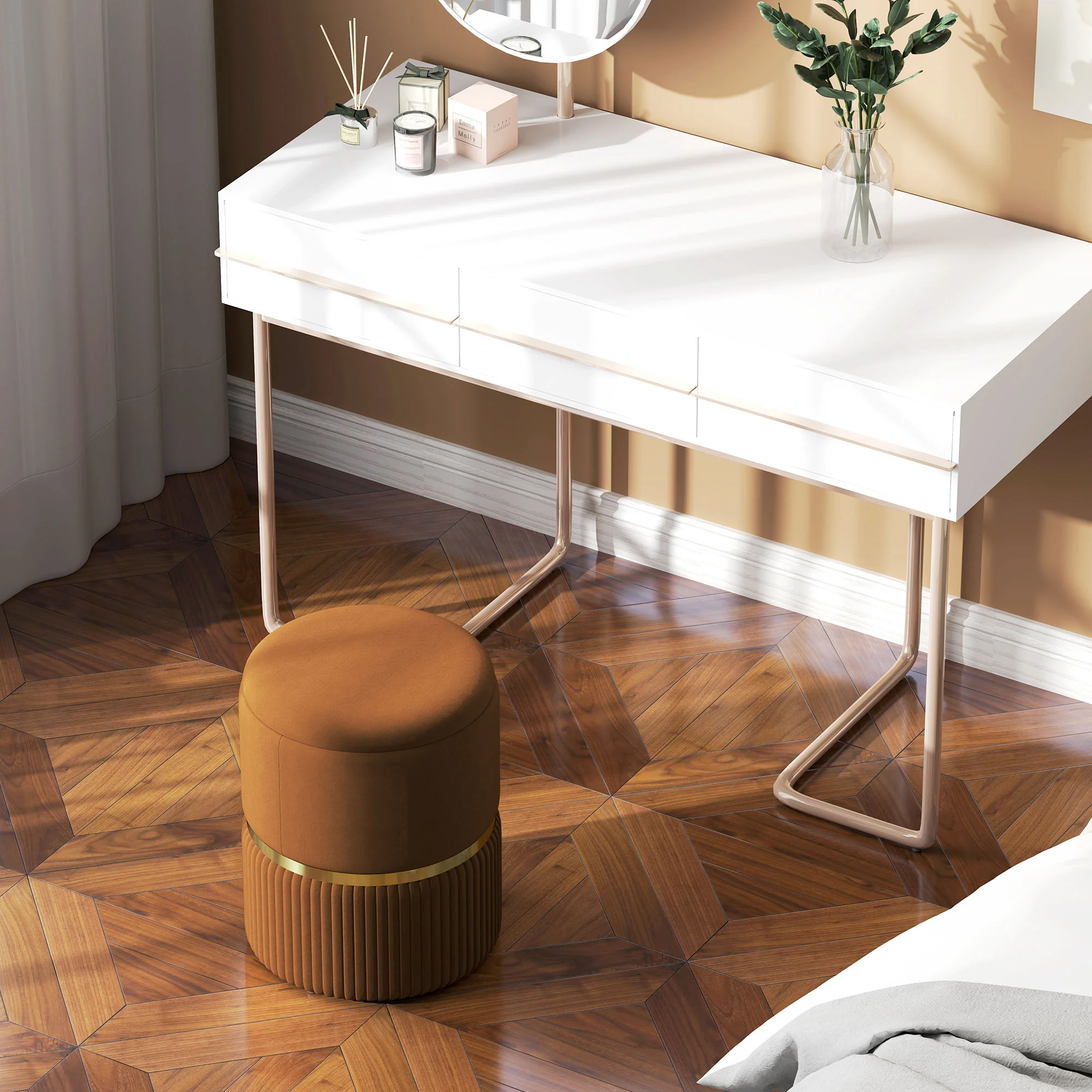 HOMCOM Round Pouffe, Storage Footstool with Cushioned Top - Image 17