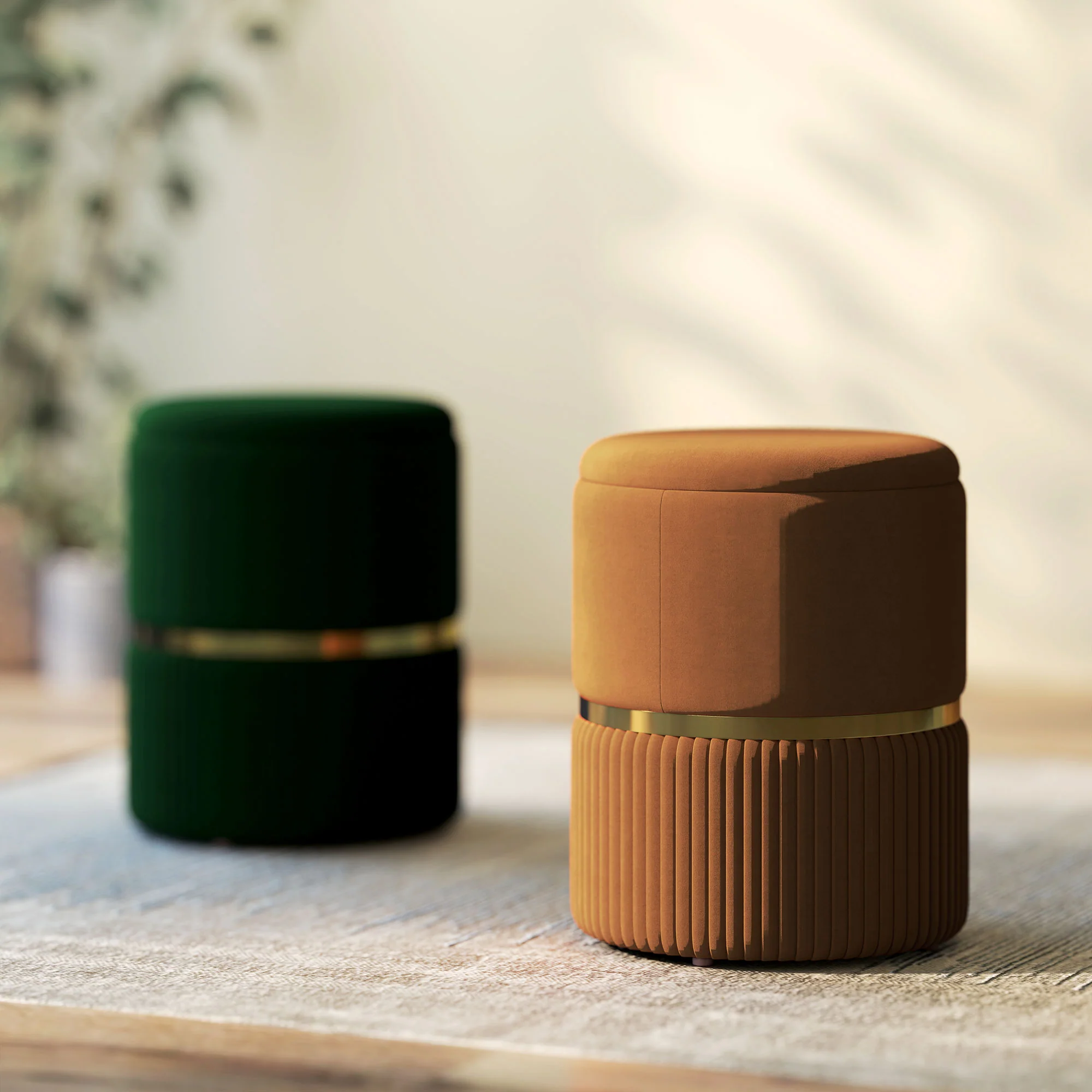 HOMCOM Round Pouffe, Storage Footstool with Cushioned Top - Image 18