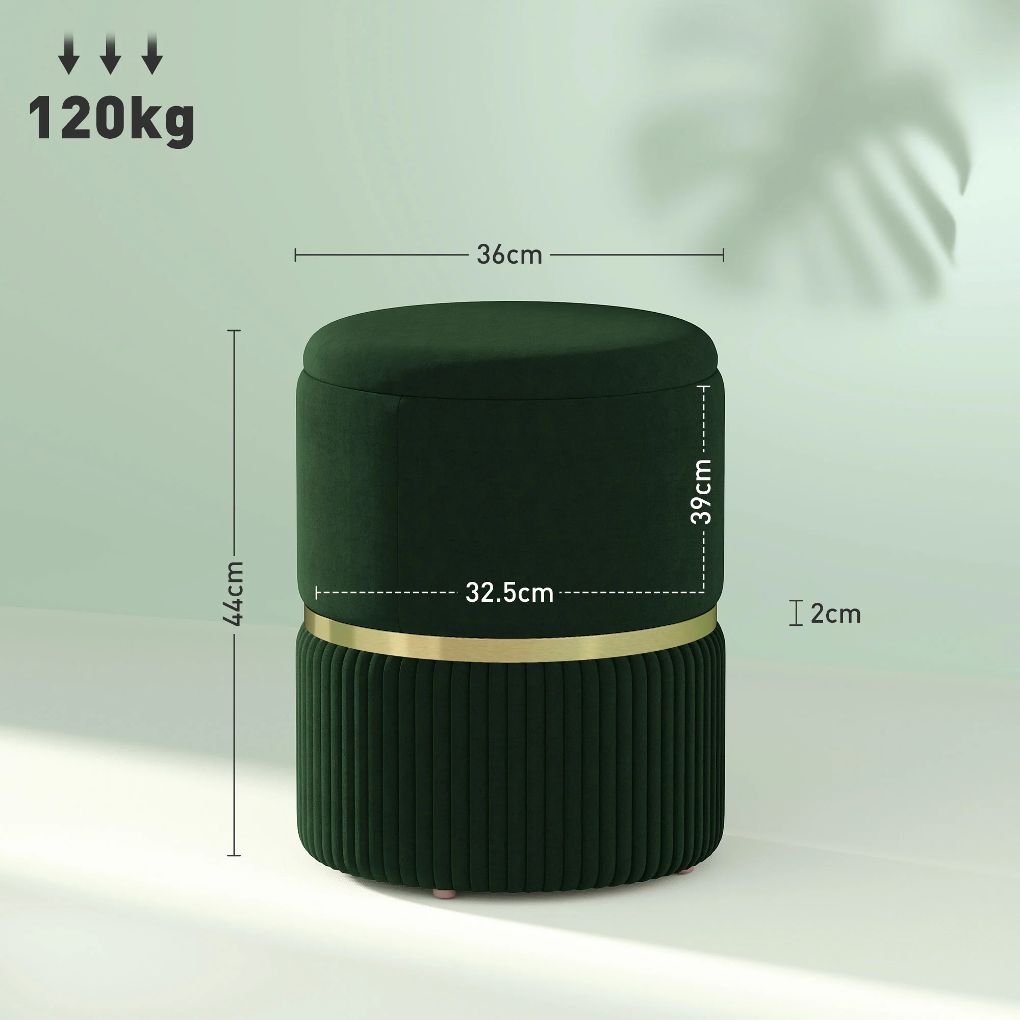 HOMCOM Round Pouffe, Storage Footstool with Cushioned Top - Image 5