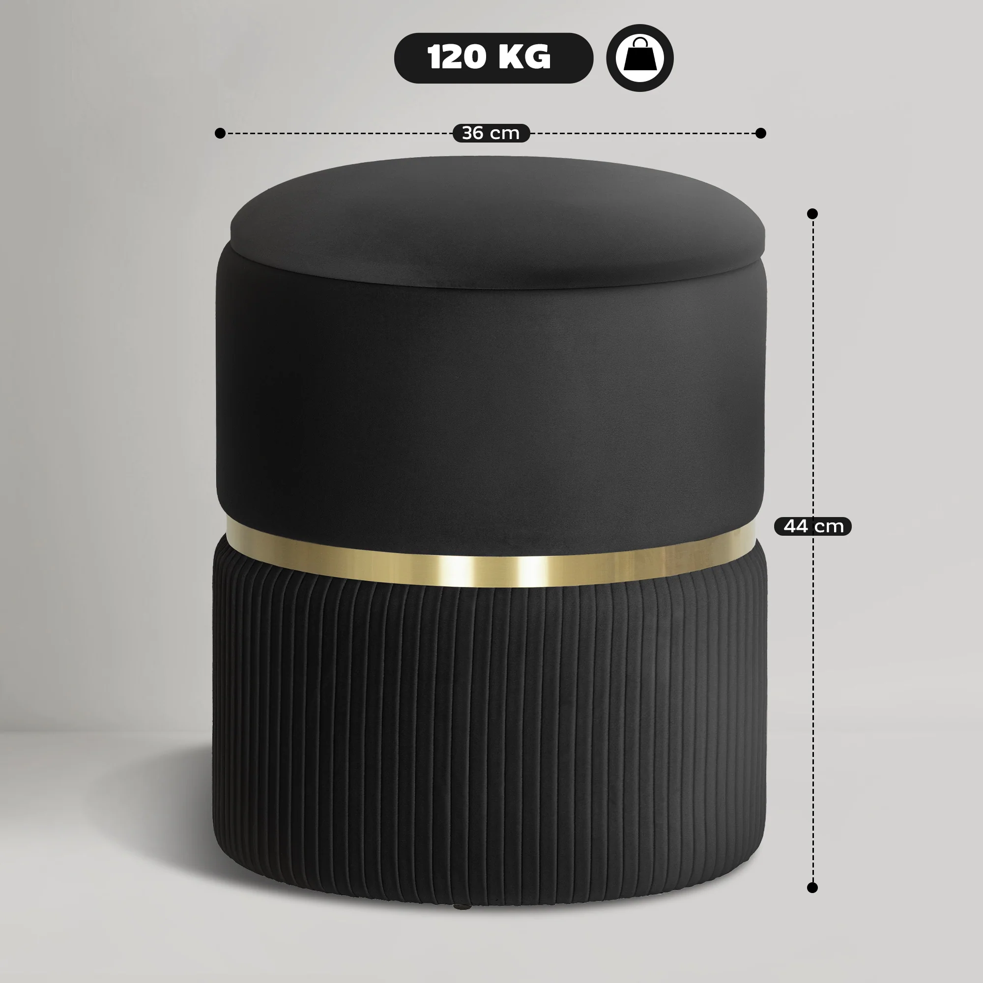 HOMCOM Round Pouffe Storage Footstool With Hidden Space - Image 5