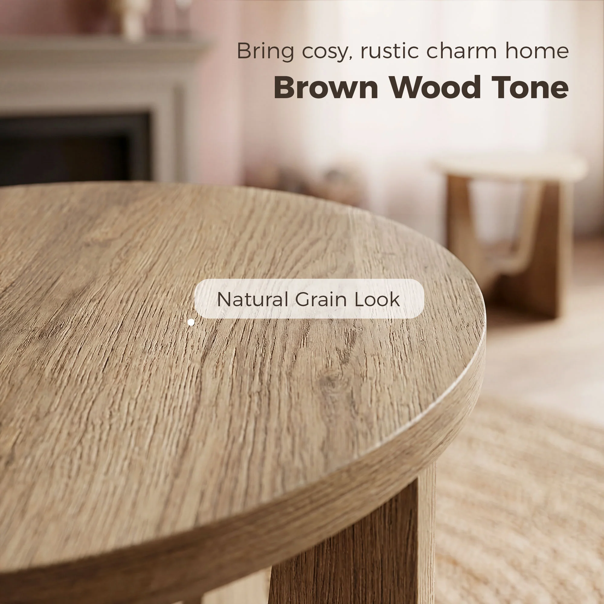 HOMCOM Round Side Table, End Table with Curved Legs Coffee Wood Effect - Image 4