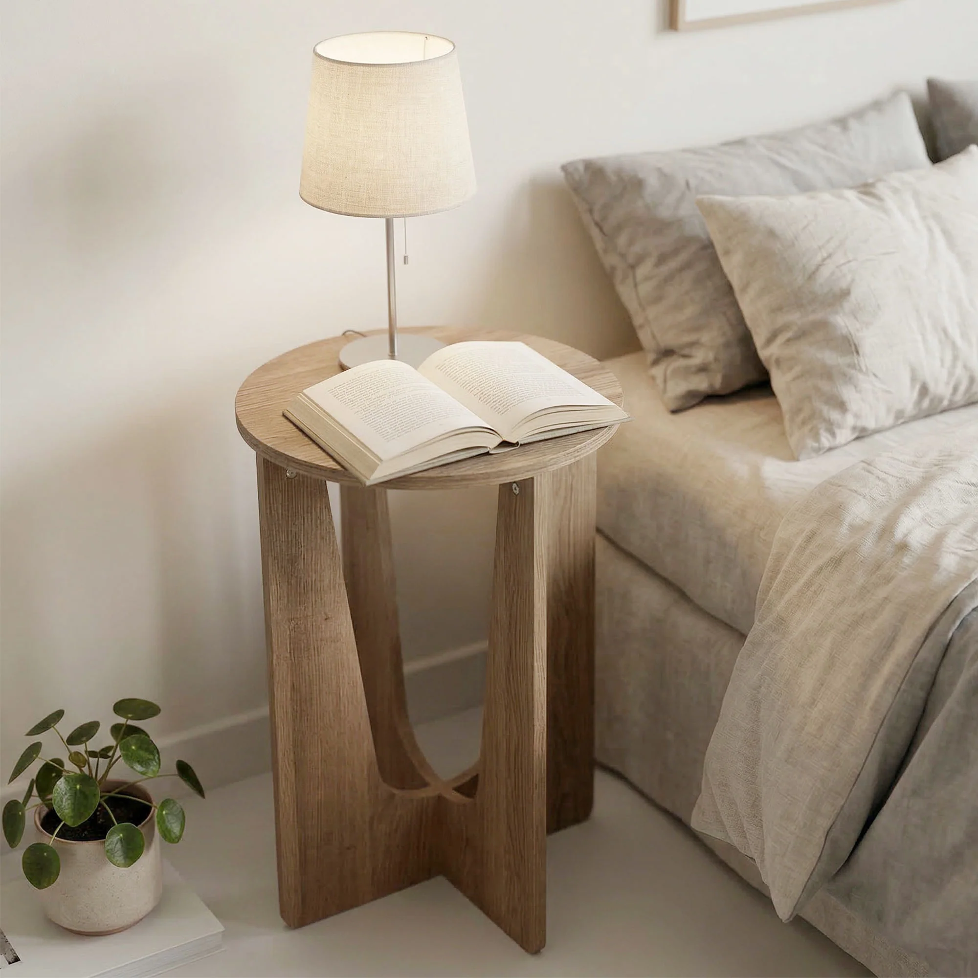 HOMCOM Round Side Table, End Table with Curved Legs Coffee Wood Effect - Image 8