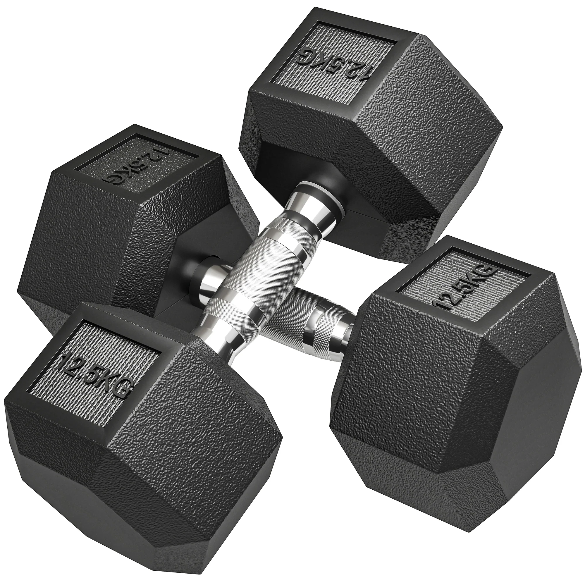 HOMCOM Rubber Hex Dumbbell Portable Hand Weights For Home Gym