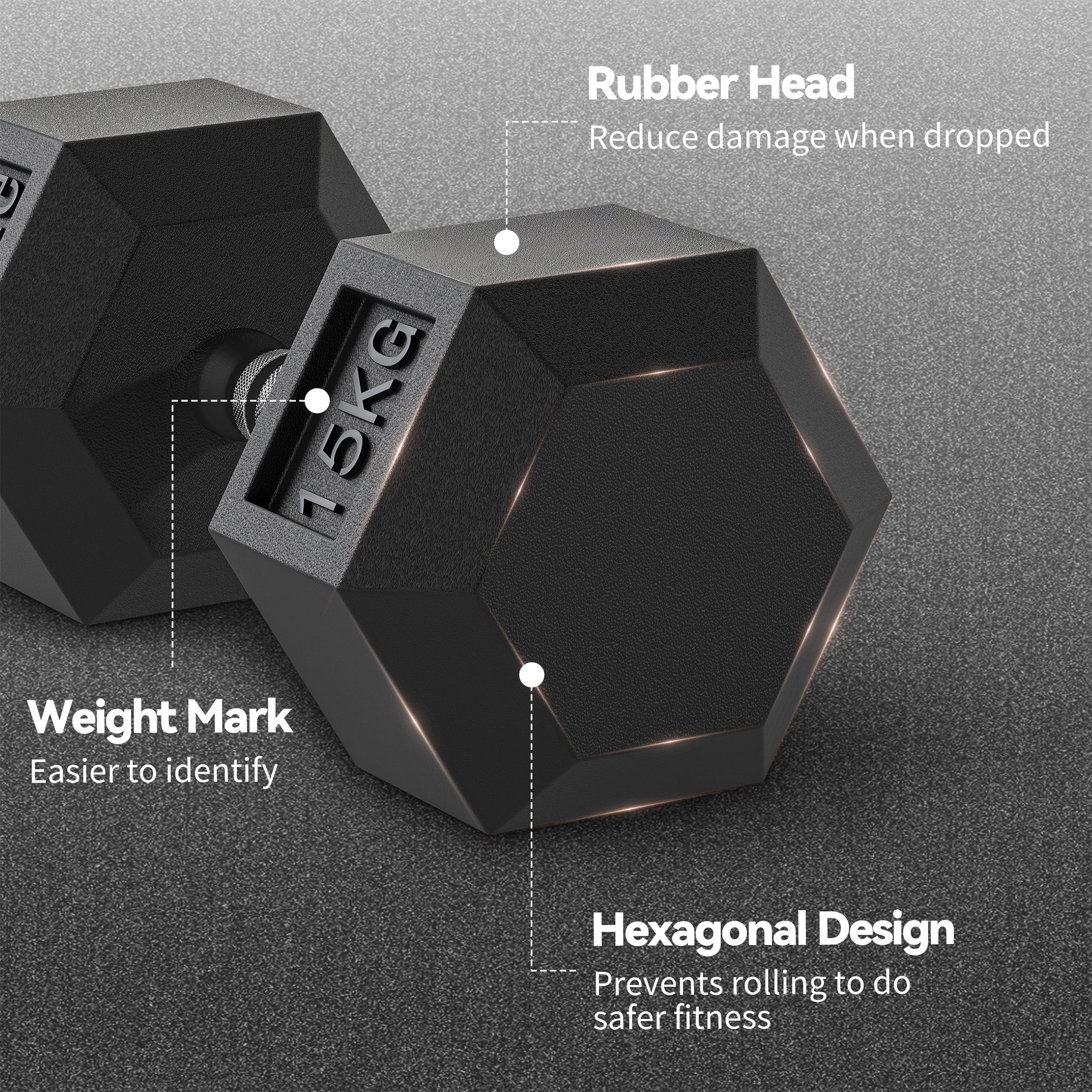 HOMCOM Rubber Hex Dumbbell Portable Hand Weights For Home Gym - Image 12