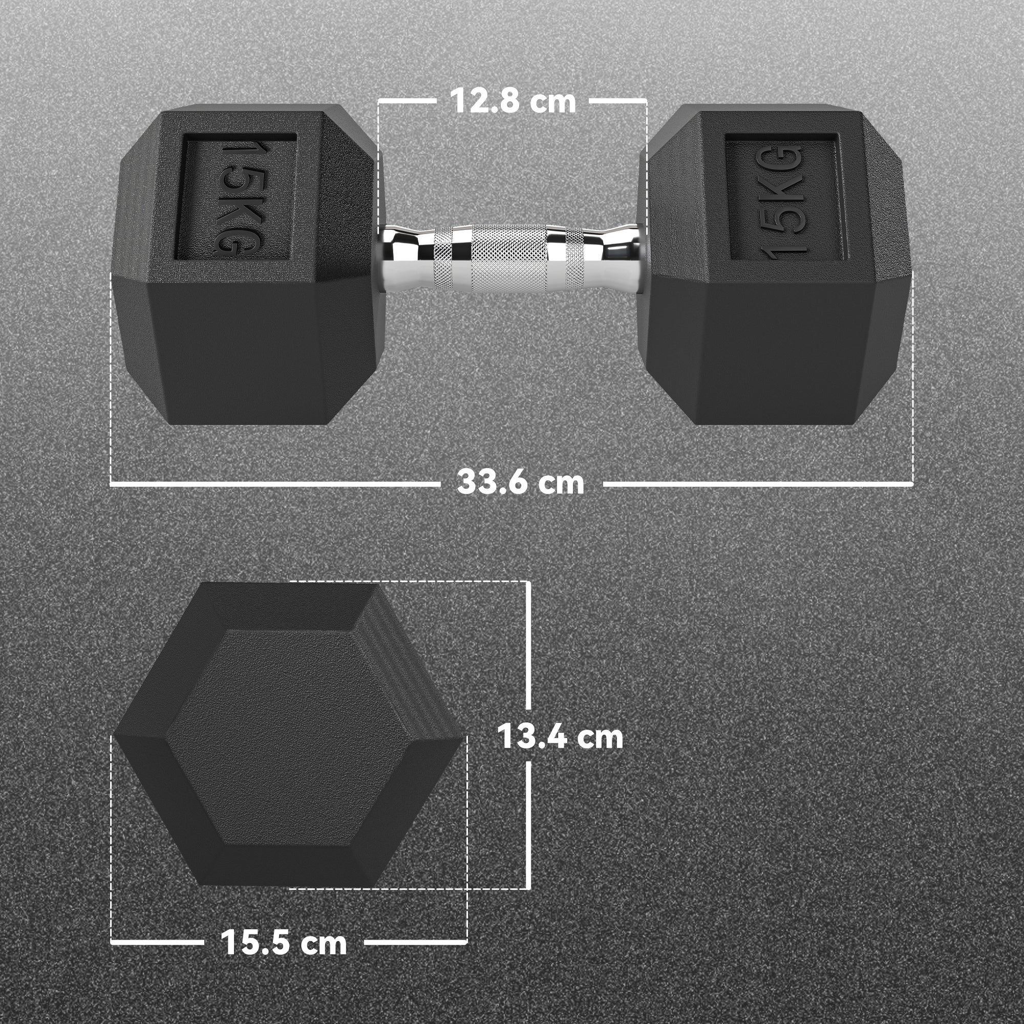 HOMCOM Rubber Hex Dumbbell Portable Hand Weights For Home Gym - Image 14