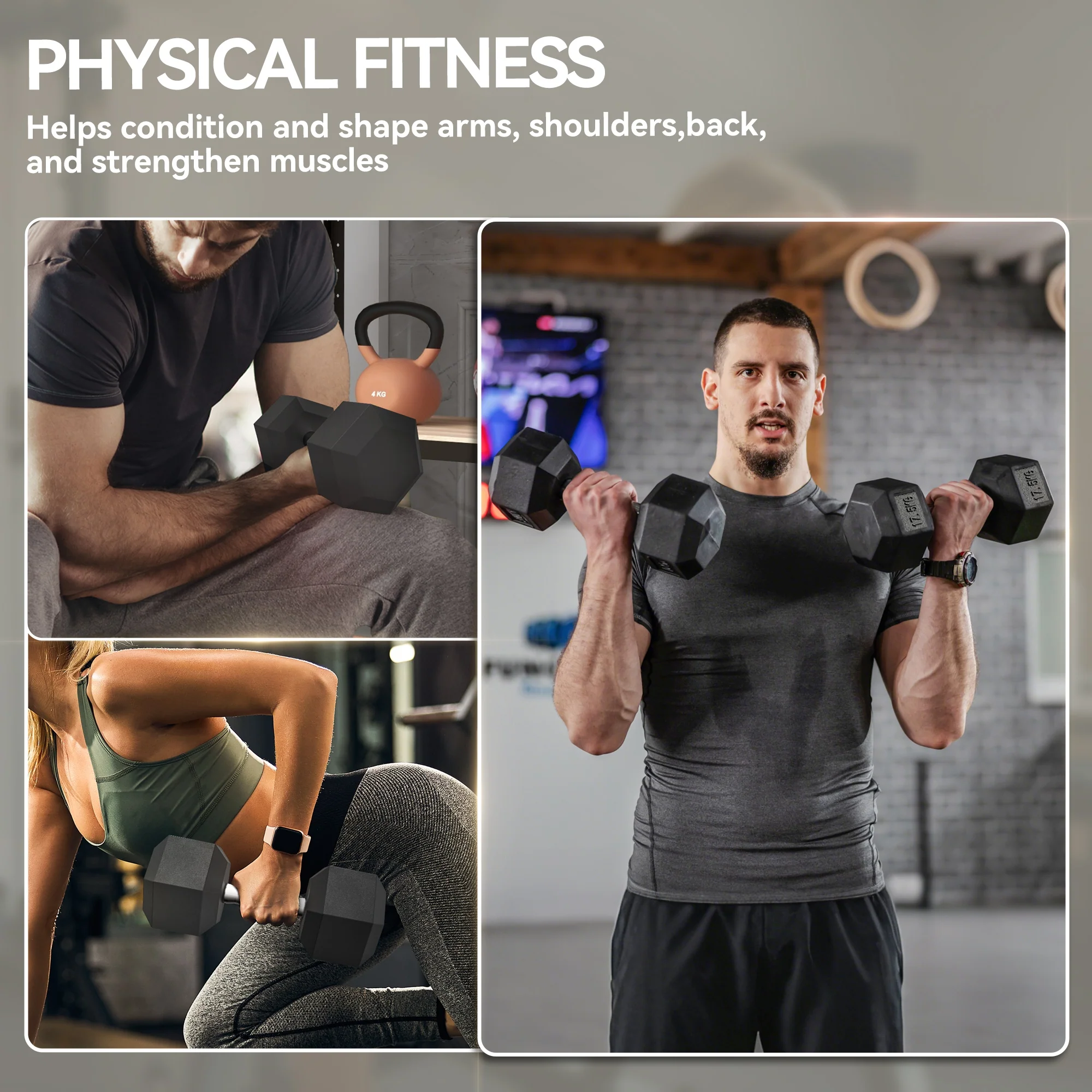 HOMCOM Rubber Hex Dumbbell Portable Hand Weights For Home Gym - Image 25