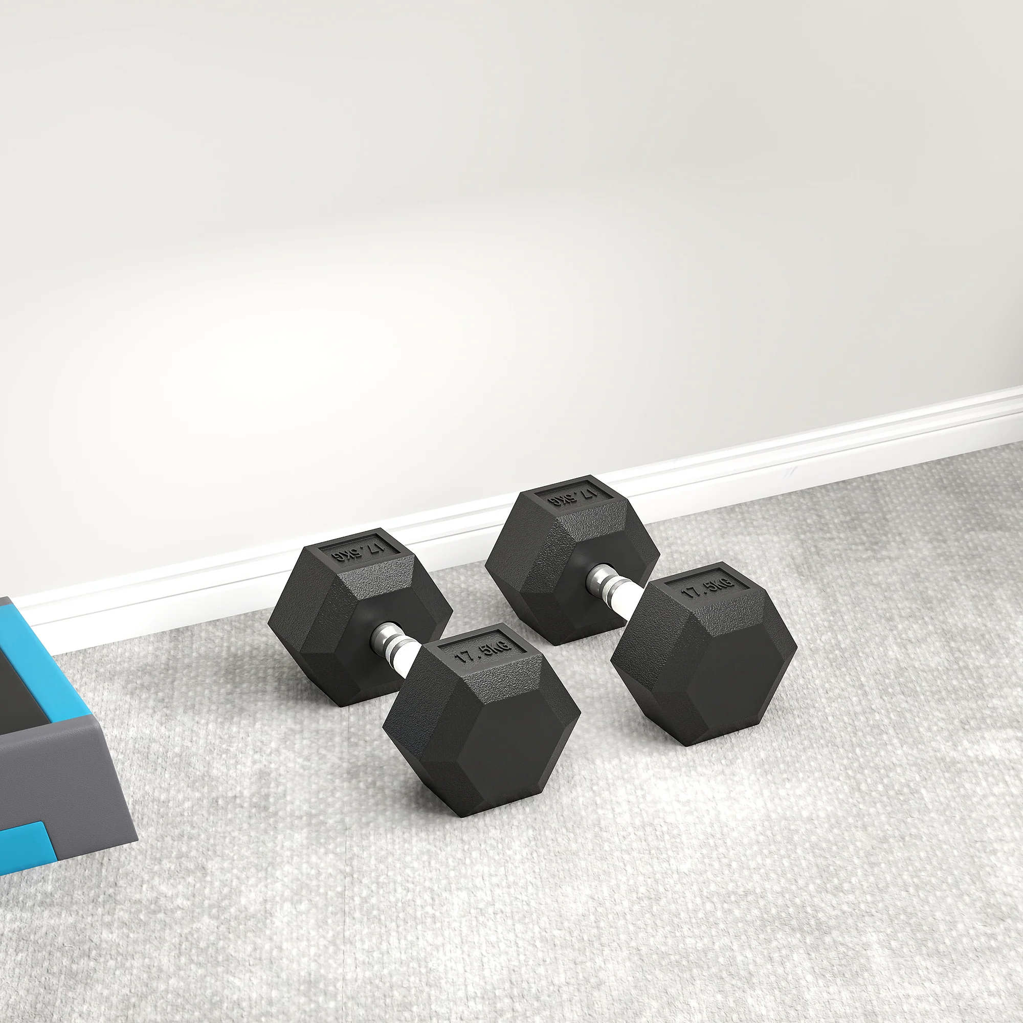 HOMCOM Rubber Hex Dumbbell Portable Hand Weights For Home Gym - Image 27