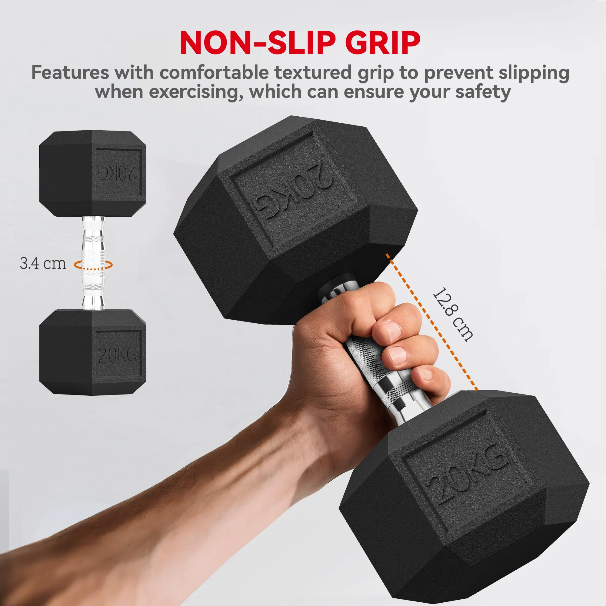 HOMCOM Rubber Hex Dumbbell Portable Hand Weights For Home Gym - Image 31