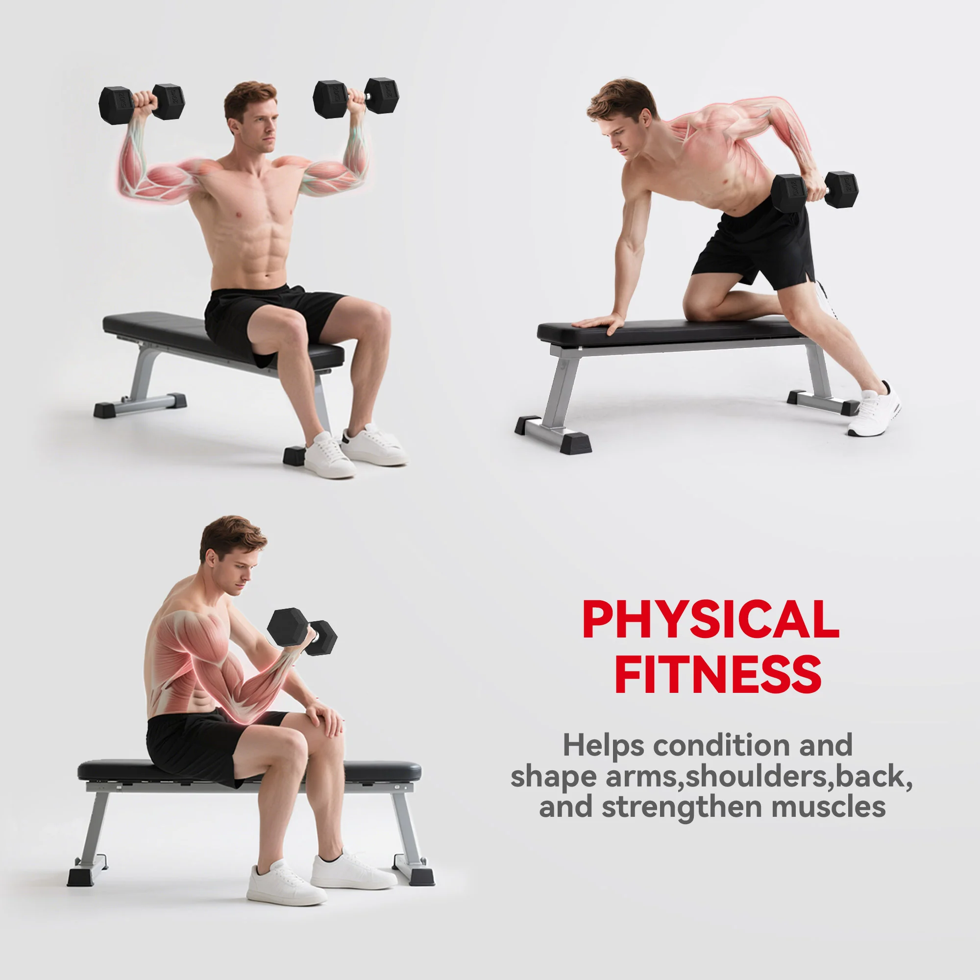 HOMCOM Rubber Hex Dumbbell Portable Hand Weights For Home Gym - Image 34