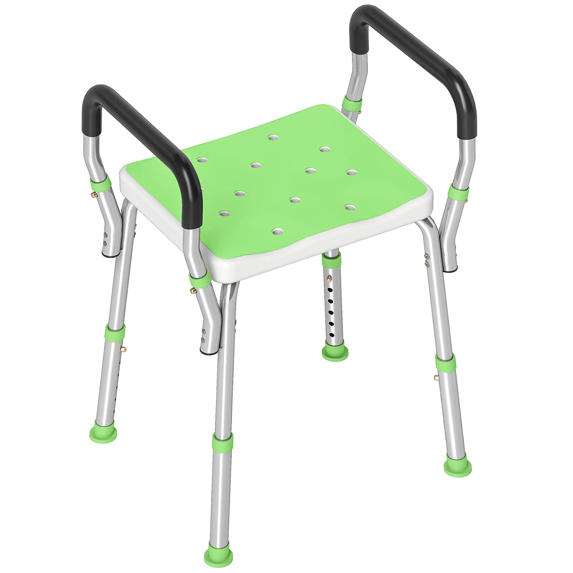 HOMCOM Rust-Free Aluminium Bath Chair With Adjustable Height, Green