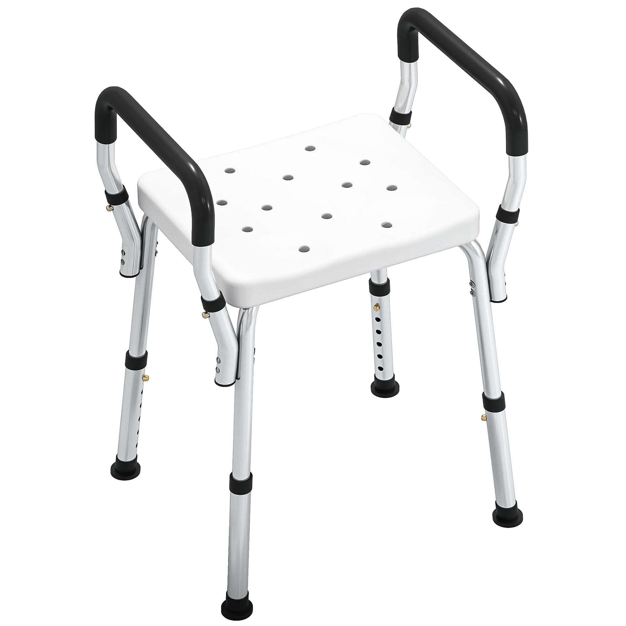 HOMCOM Rust-Free Aluminium Bath Chair With Adjustable Height, White