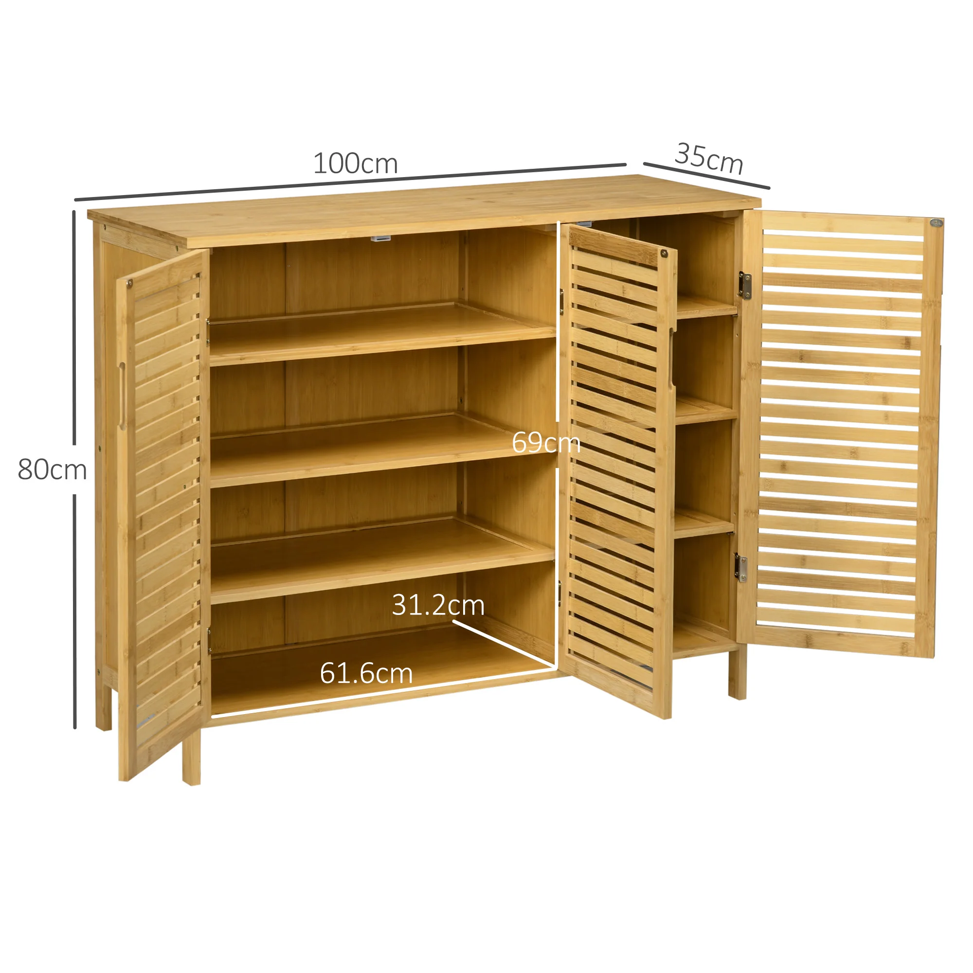 HOMCOM Rustic Shoe Cabinet, Shoe Storage Cabinet for 16 pairs of shoes - Image 3