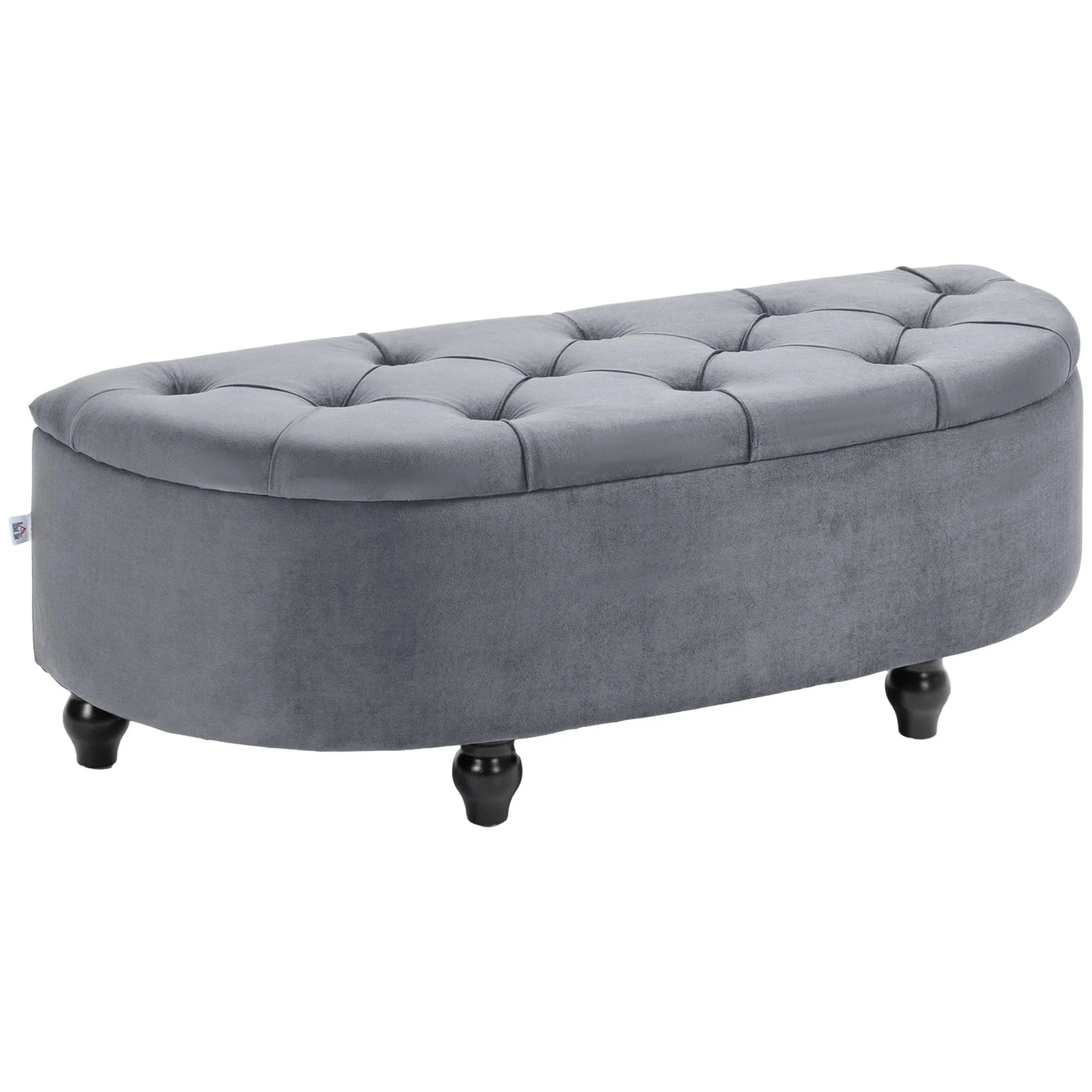 HOMCOM Semi-Circle Storage Ottoman Bench Tufted Upholstered Accent Footrest - Image 10