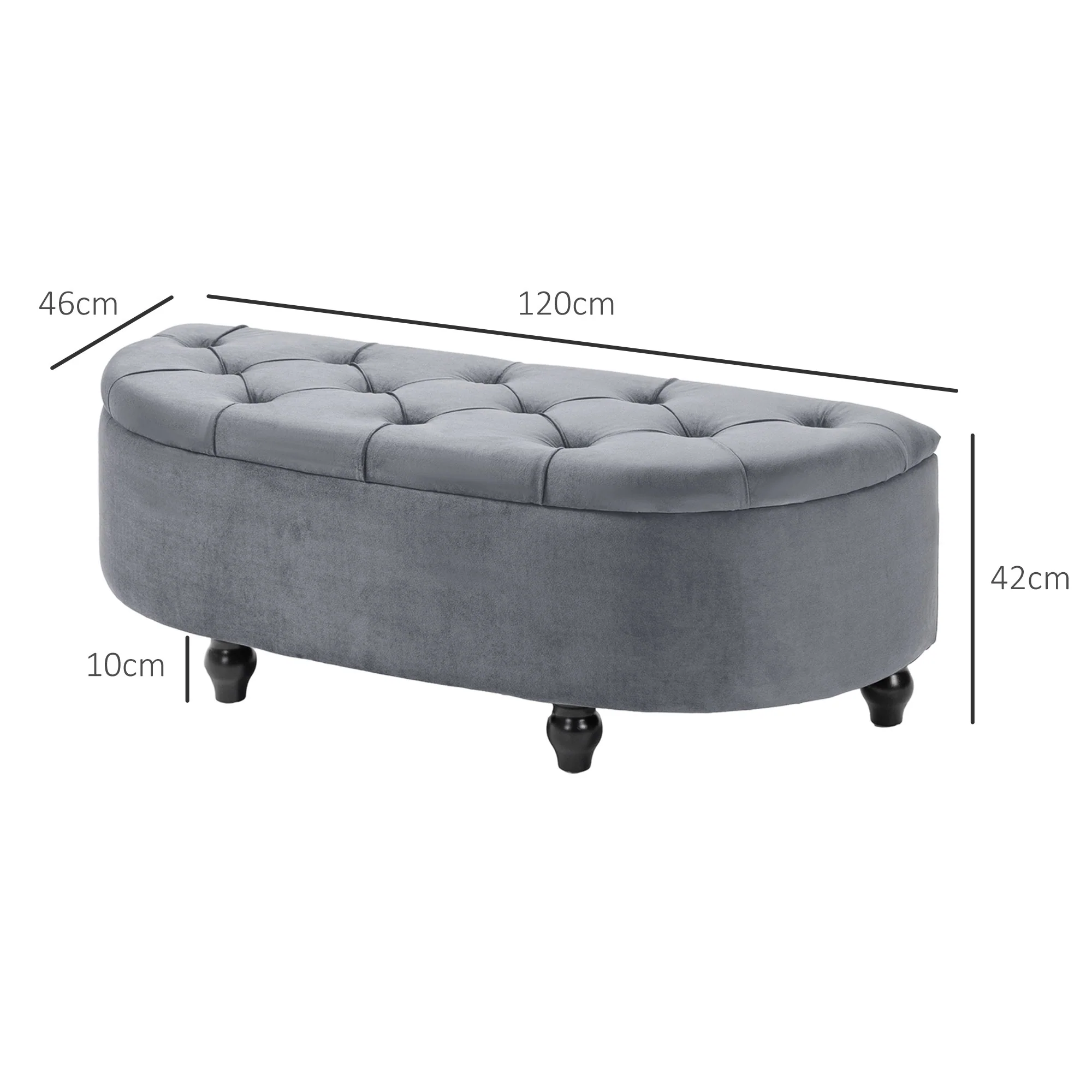 HOMCOM Semi-Circle Storage Ottoman Bench Tufted Upholstered Accent Footrest - Image 14