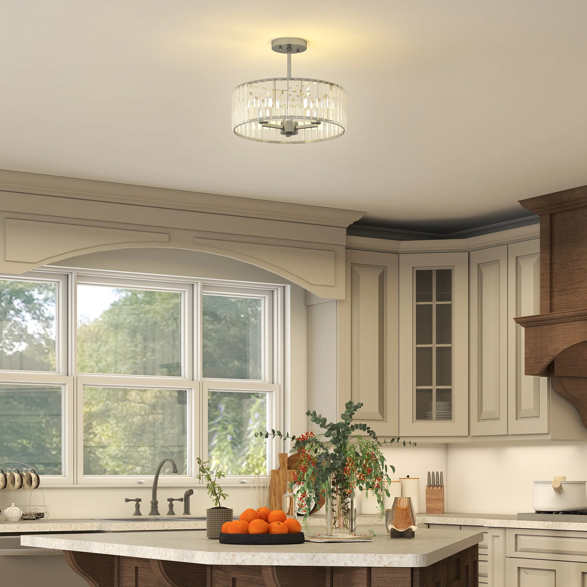 HOMCOM Semi Flush Mount Modern Crystal Chandelier Ceiling Light - Image 15