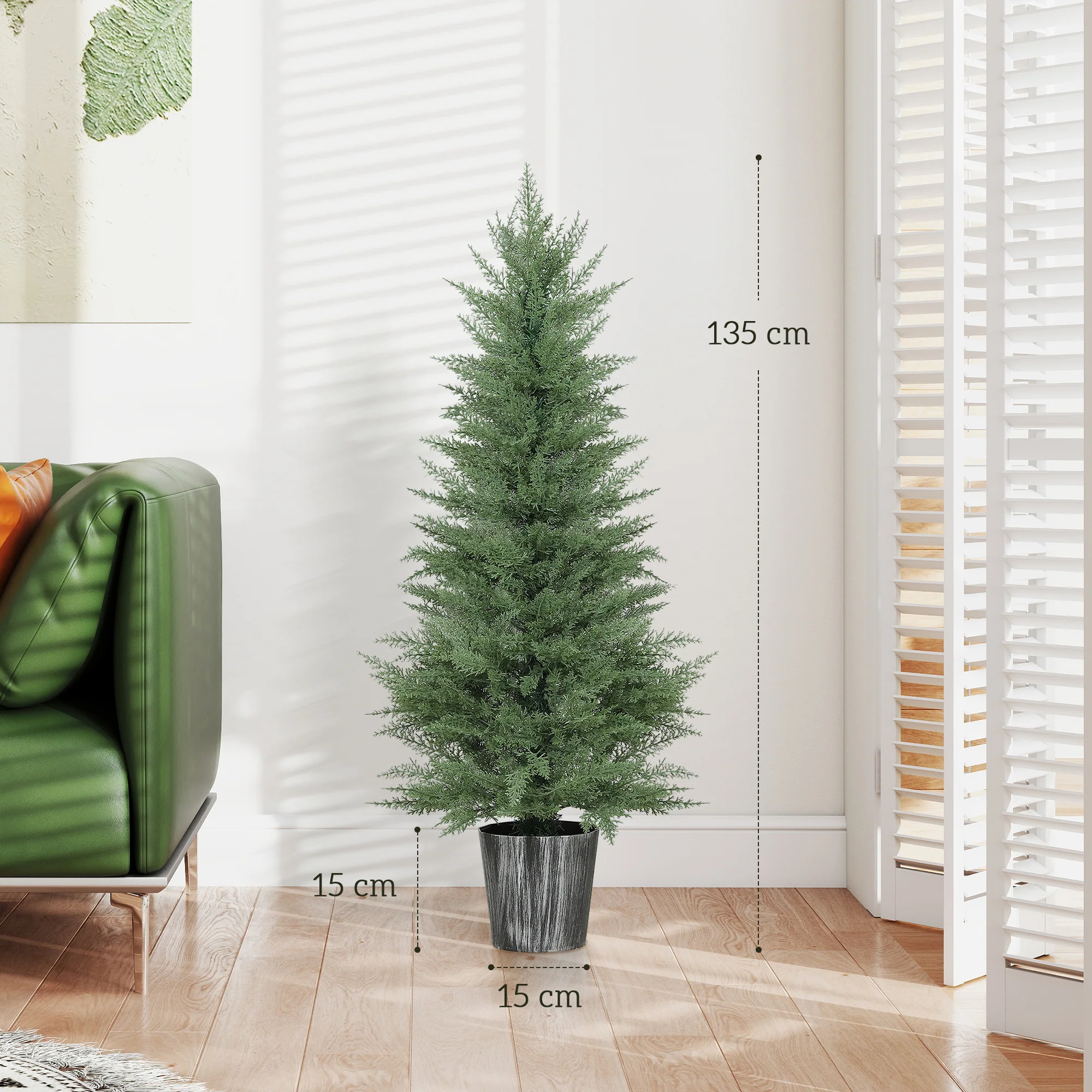 HOMCOM Set Of 2 Artificial Cypress Trees With PE Leaves For Indoor Outdoor - Image 5