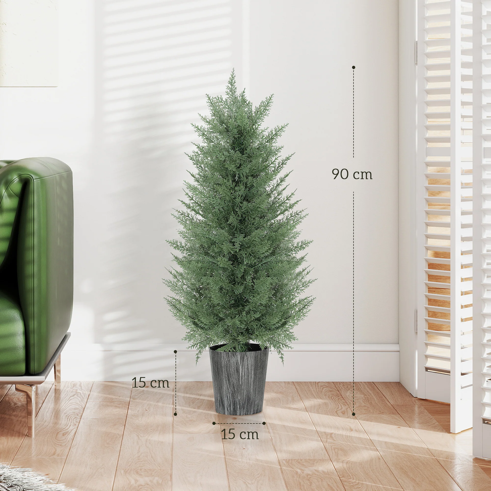 HOMCOM Set Of 2 Artificial Cypress Trees With PE Leaves For Indoor Outdoor - Image 5