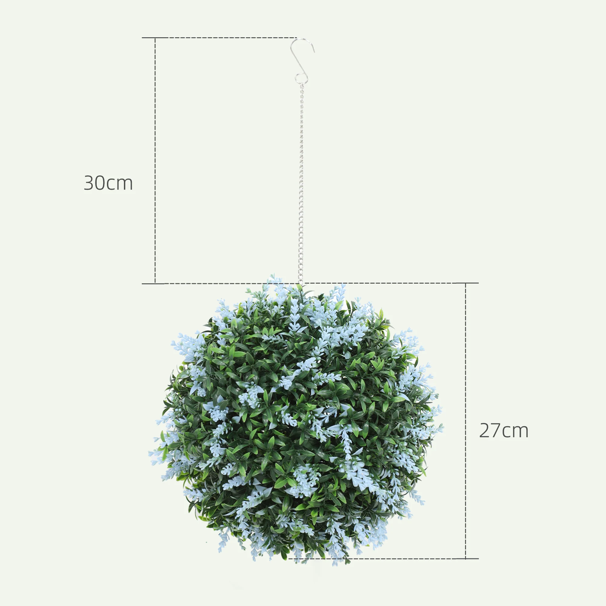 HOMCOM Set Of 2 Artificial Plant Topiary Balls, Faux Plants, Blue - Image 5