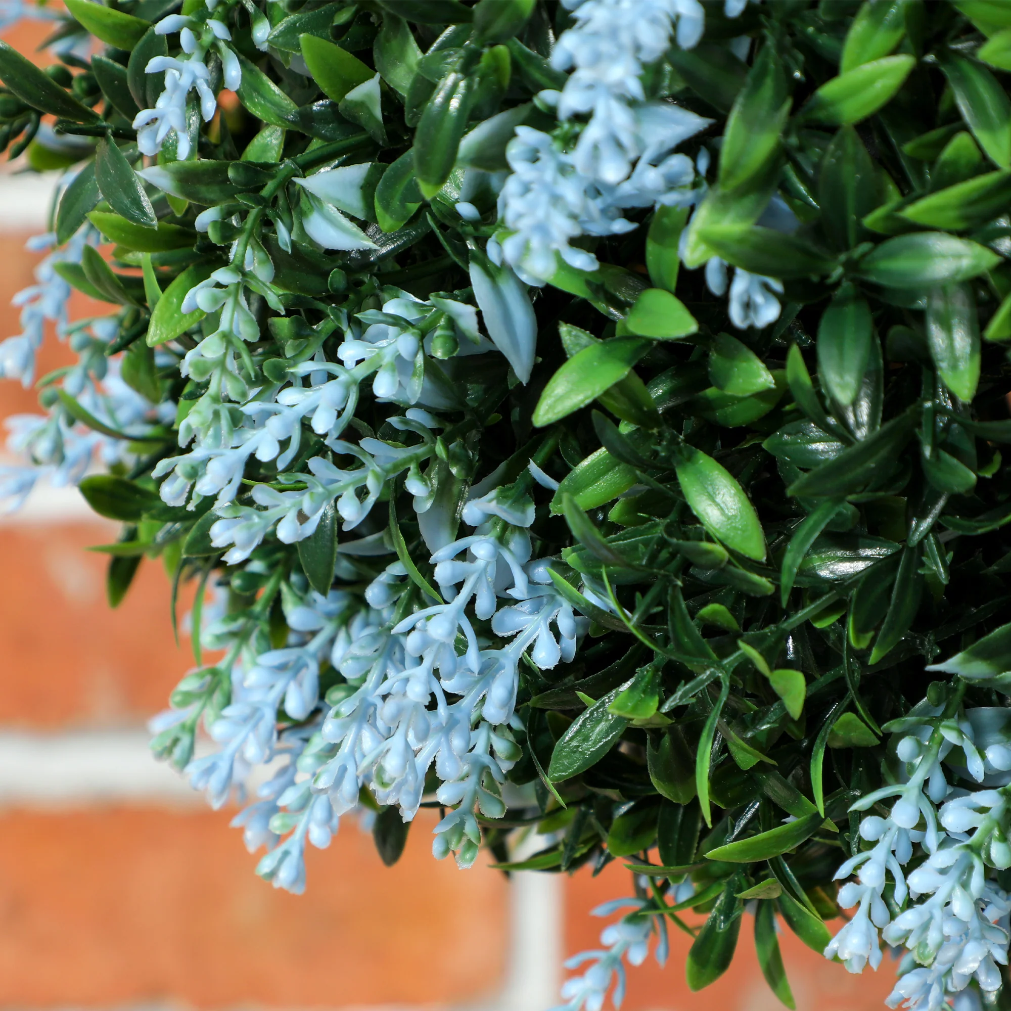 HOMCOM Set Of 2 Artificial Plant Topiary Balls, Faux Plants, Blue - Image 9