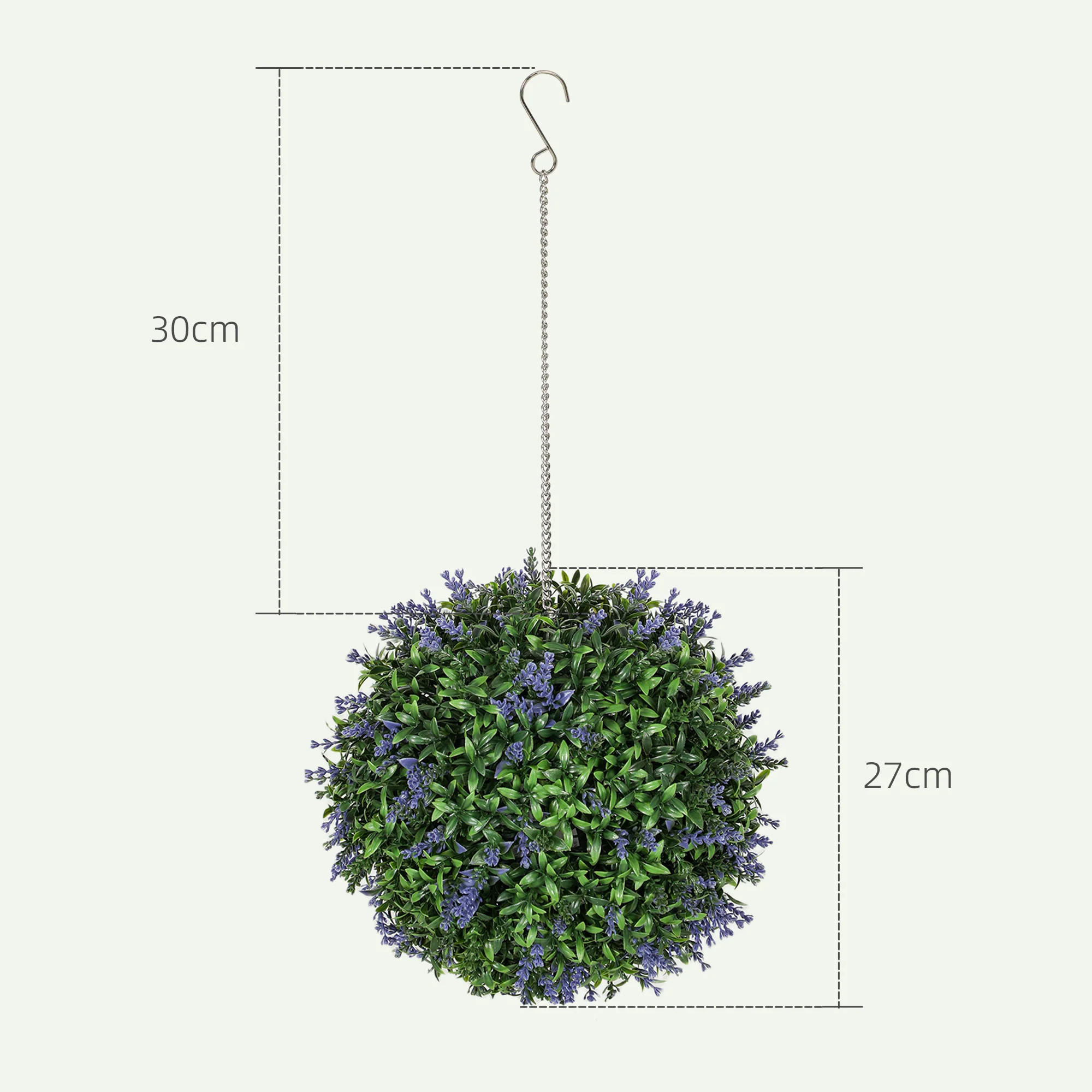 HOMCOM Set Of 2 Artificial Plant Topiary Balls, Faux Plants, Purple - Image 5