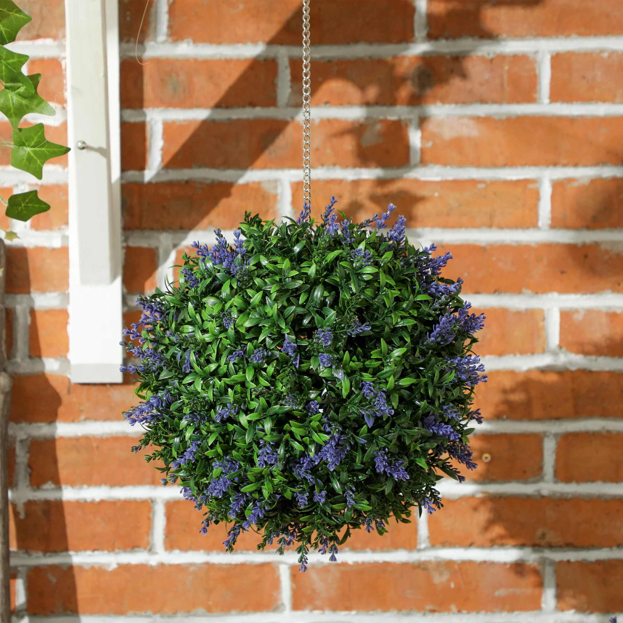 HOMCOM Set Of 2 Artificial Plant Topiary Balls, Faux Plants, Purple - Image 8