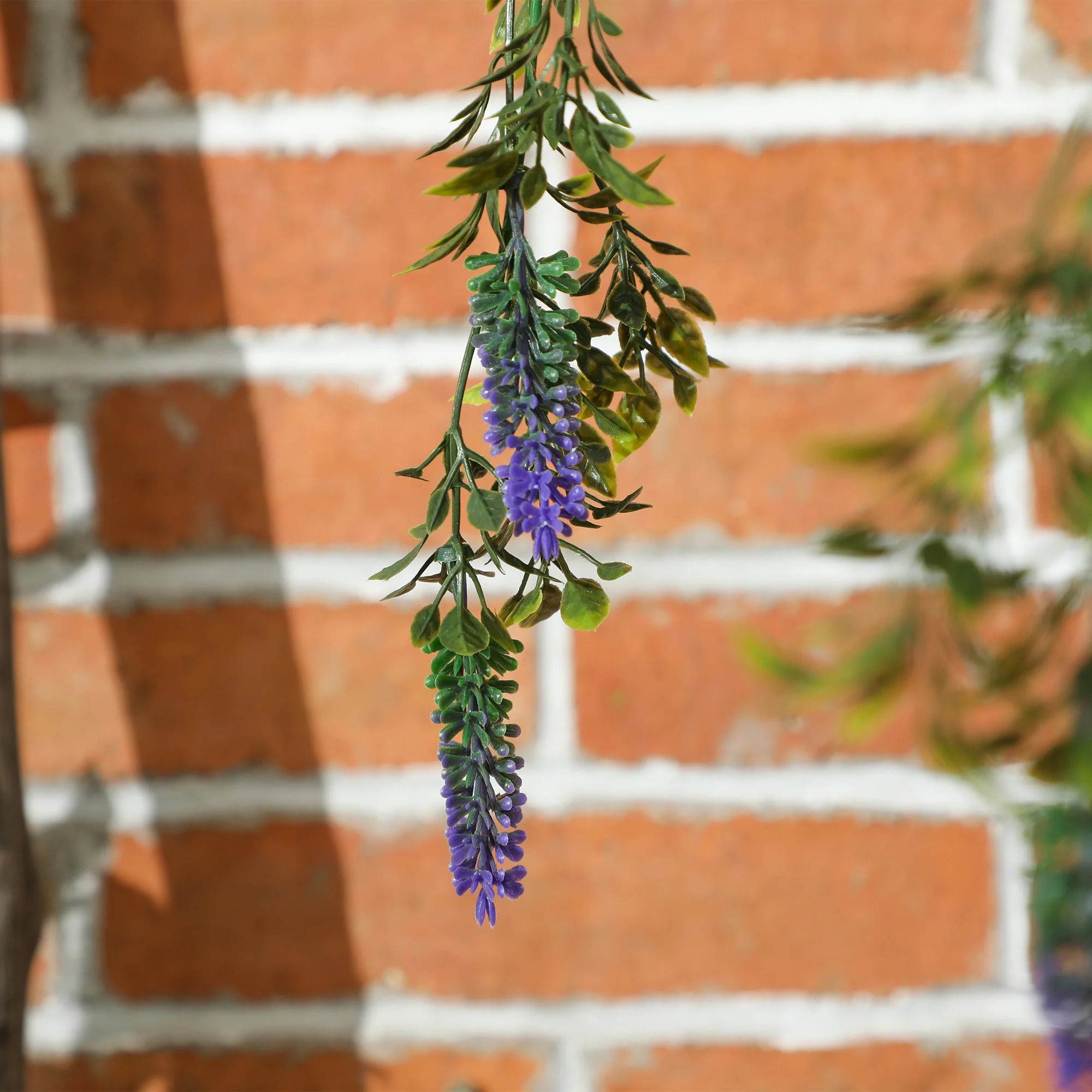 HOMCOM Set Of 2 Artificial Plants, Lavender Flowers In Basket, Purple - Image 9