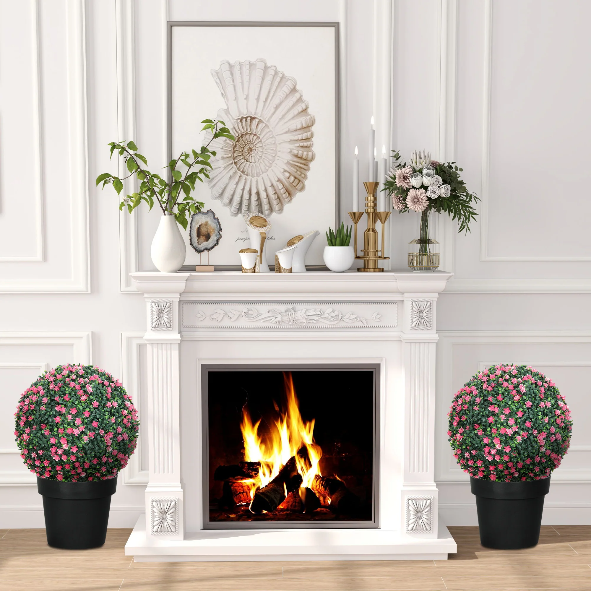 HOMCOM Set Of 2 Artificial Topiary Balls Indoor Outdoor Faux Boxwood Balls - Image 7