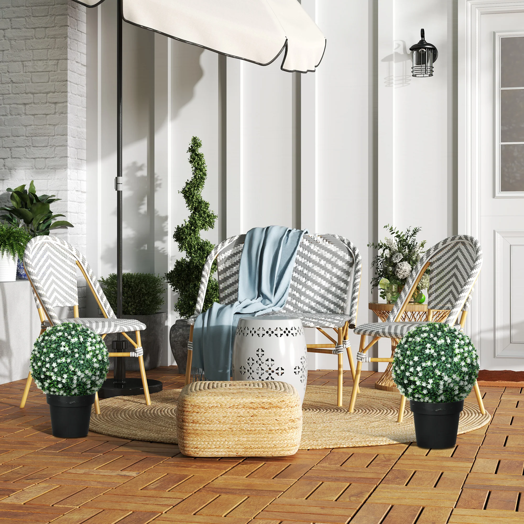 HOMCOM Set Of 2 Artificial Topiary Balls Indoor Outdoor Faux Boxwood Balls - Image 9